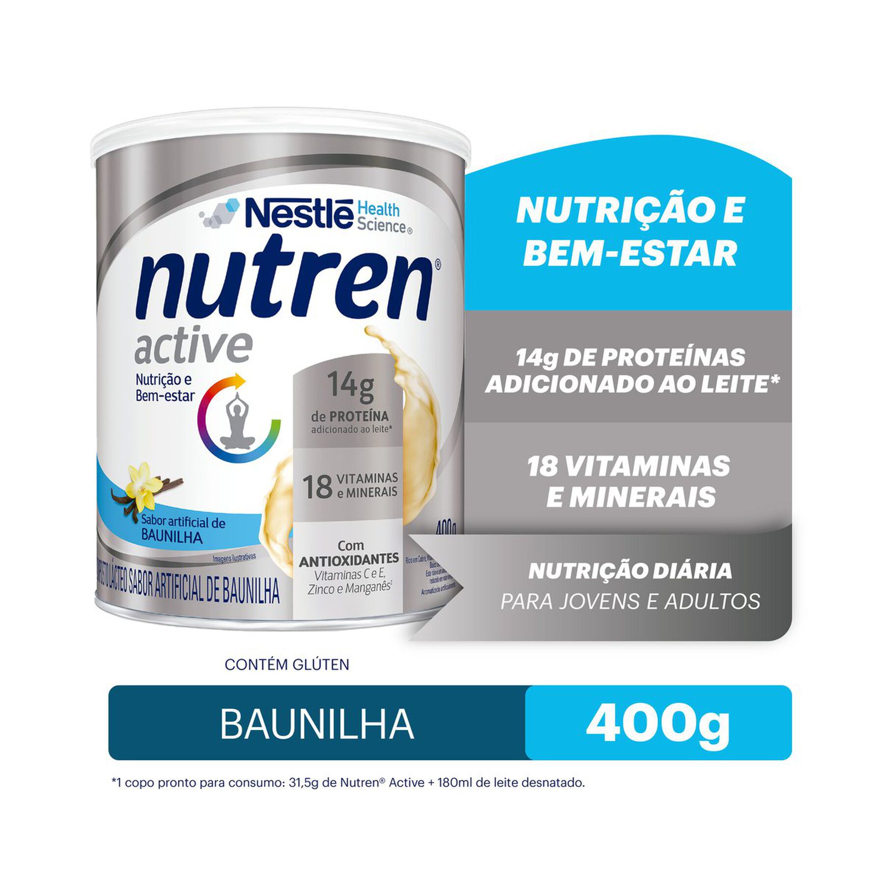 Complemento Alimentar Nutren Active Baunilha 400g&nbsp;