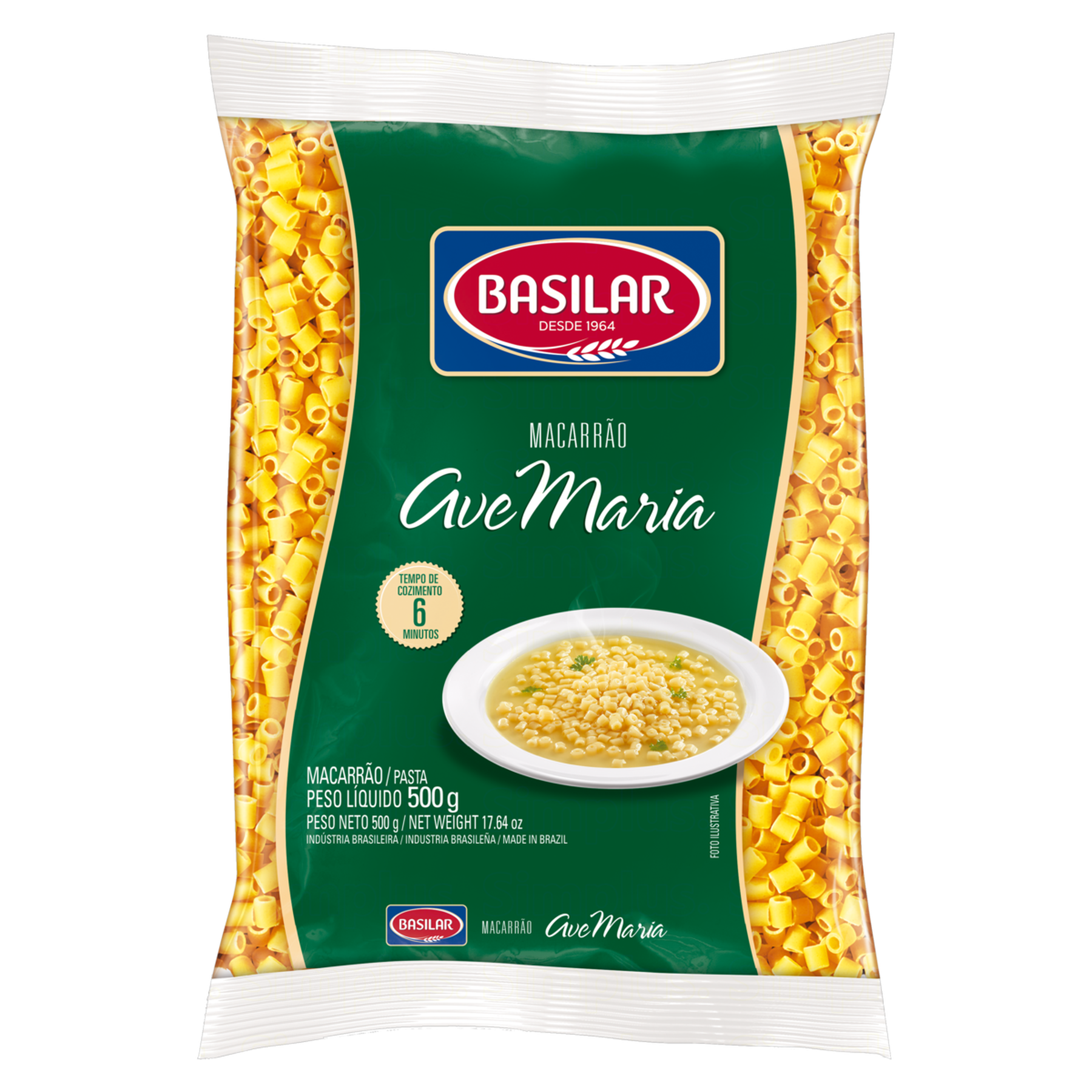 Macarrão Semolado Ave Maria Basilar Pacote 500g