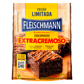 Mistura para Bolo Chocomousse Extracremoso Fleischmann Sachê 390g