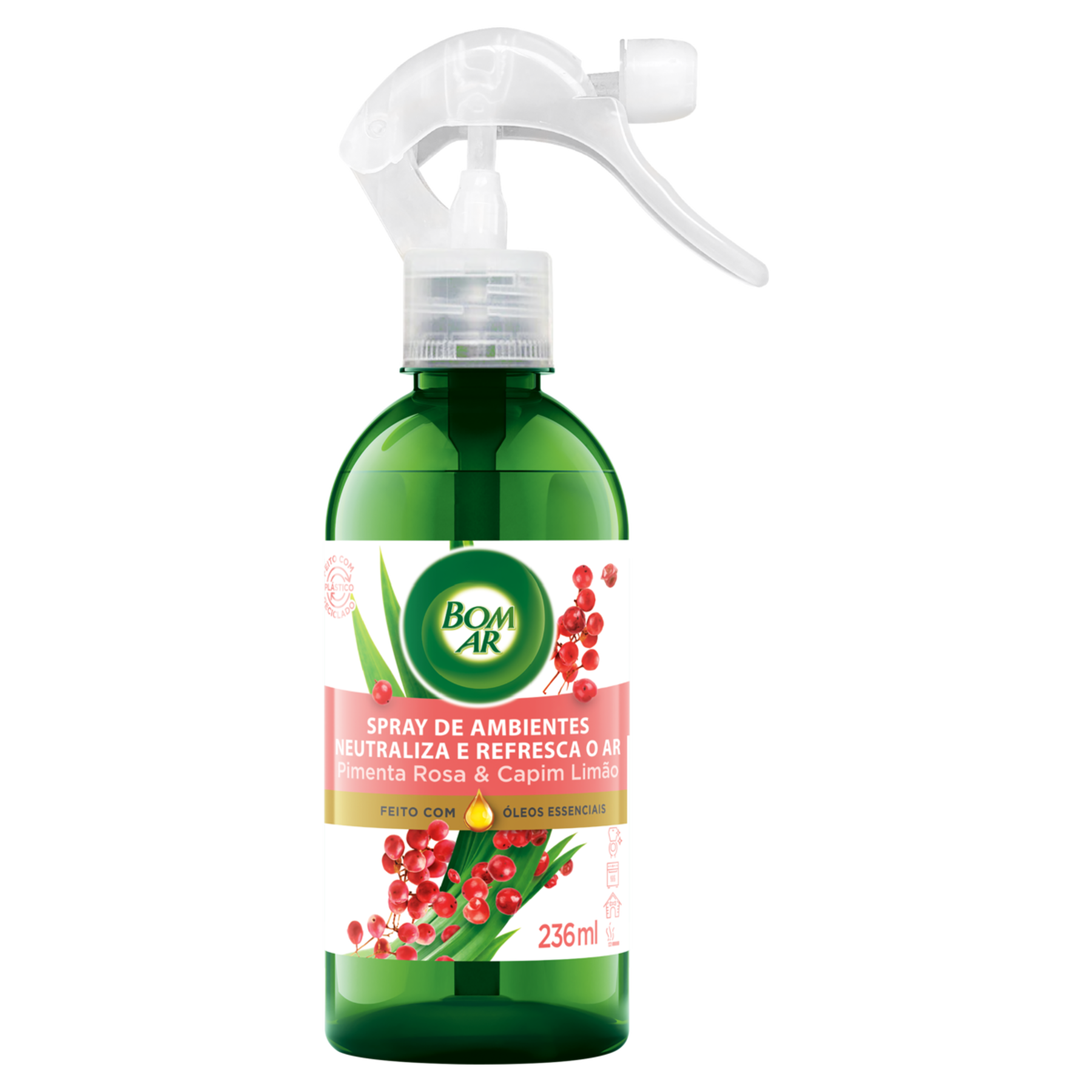 Neutralizador de Odores Pimenta-Rosa & Capim-Lim&atilde;o Bom Ar Frasco 236ml Borrifador