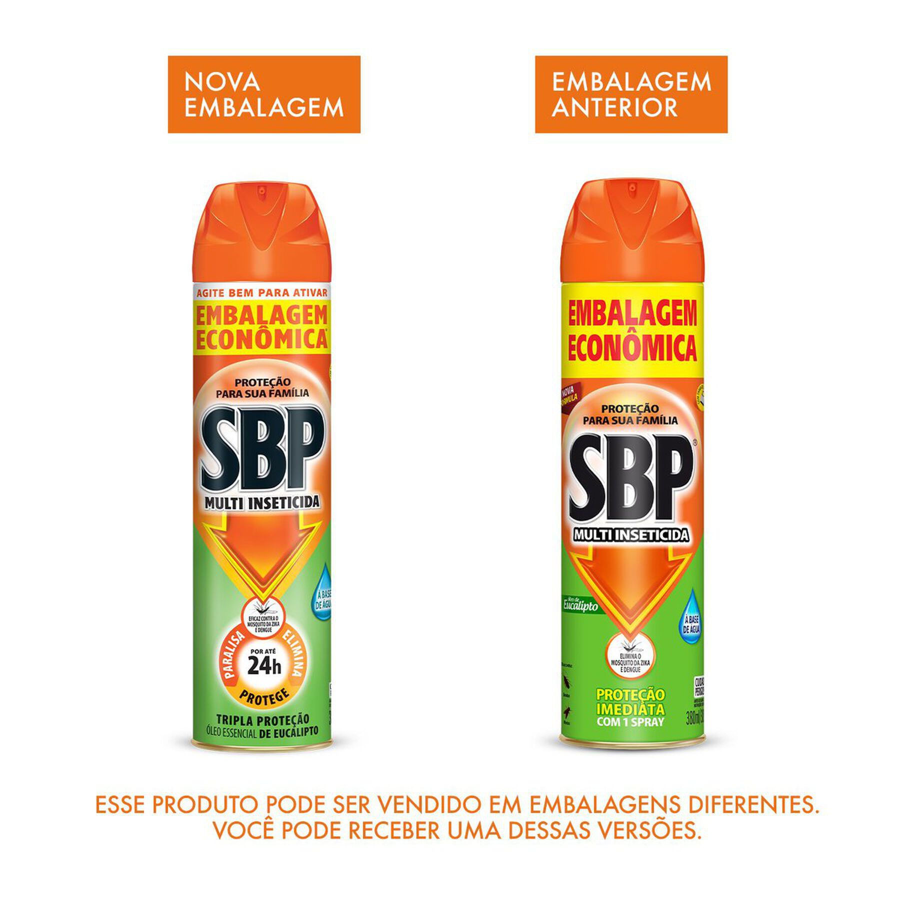 Multi-Inseticida Aerossol Óleo de Eucalipto SBP Frasco 380ml Embalagem Econômica