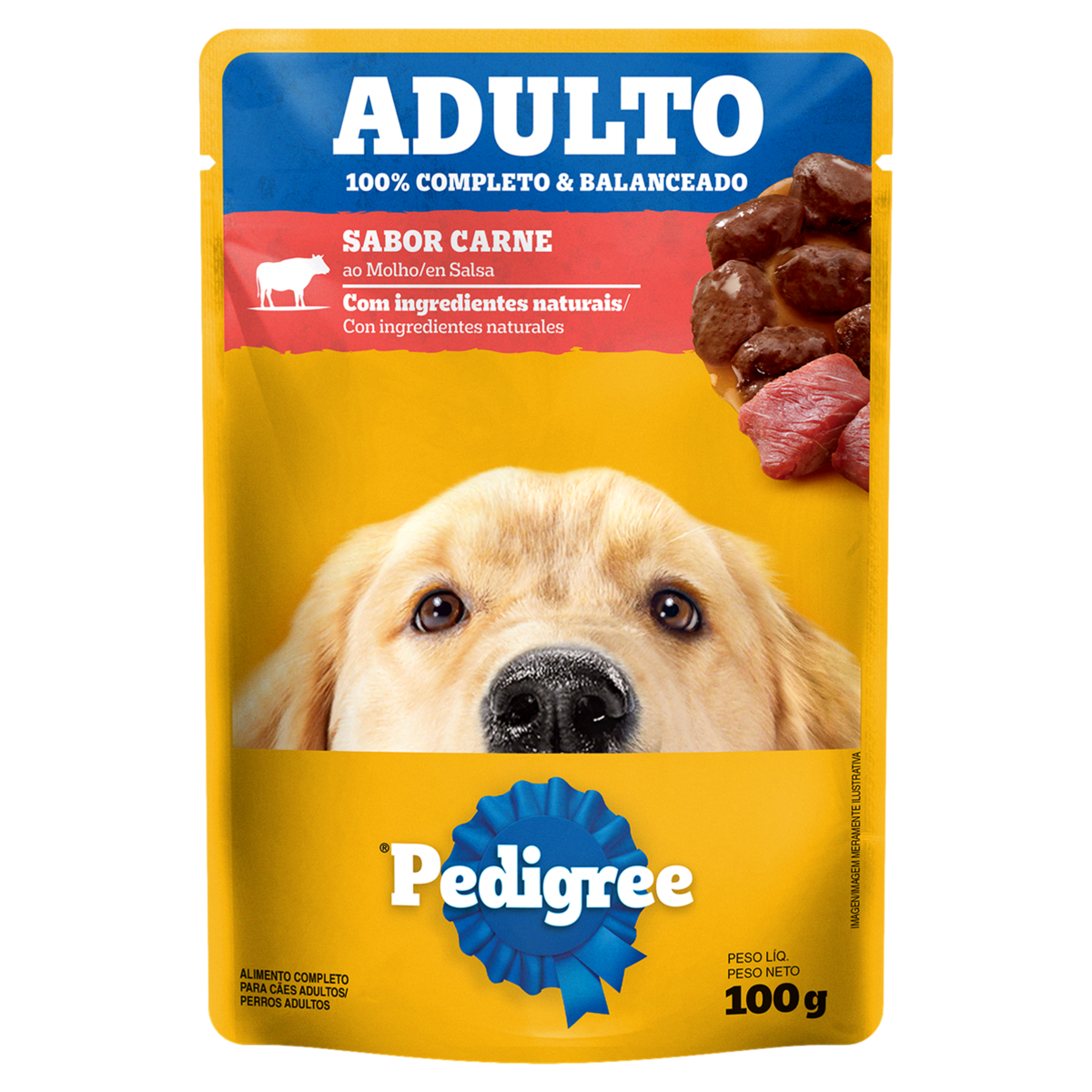 Alimento para C&atilde;es Adultos Carne ao Molho Pedigree Sach&ecirc; 100g