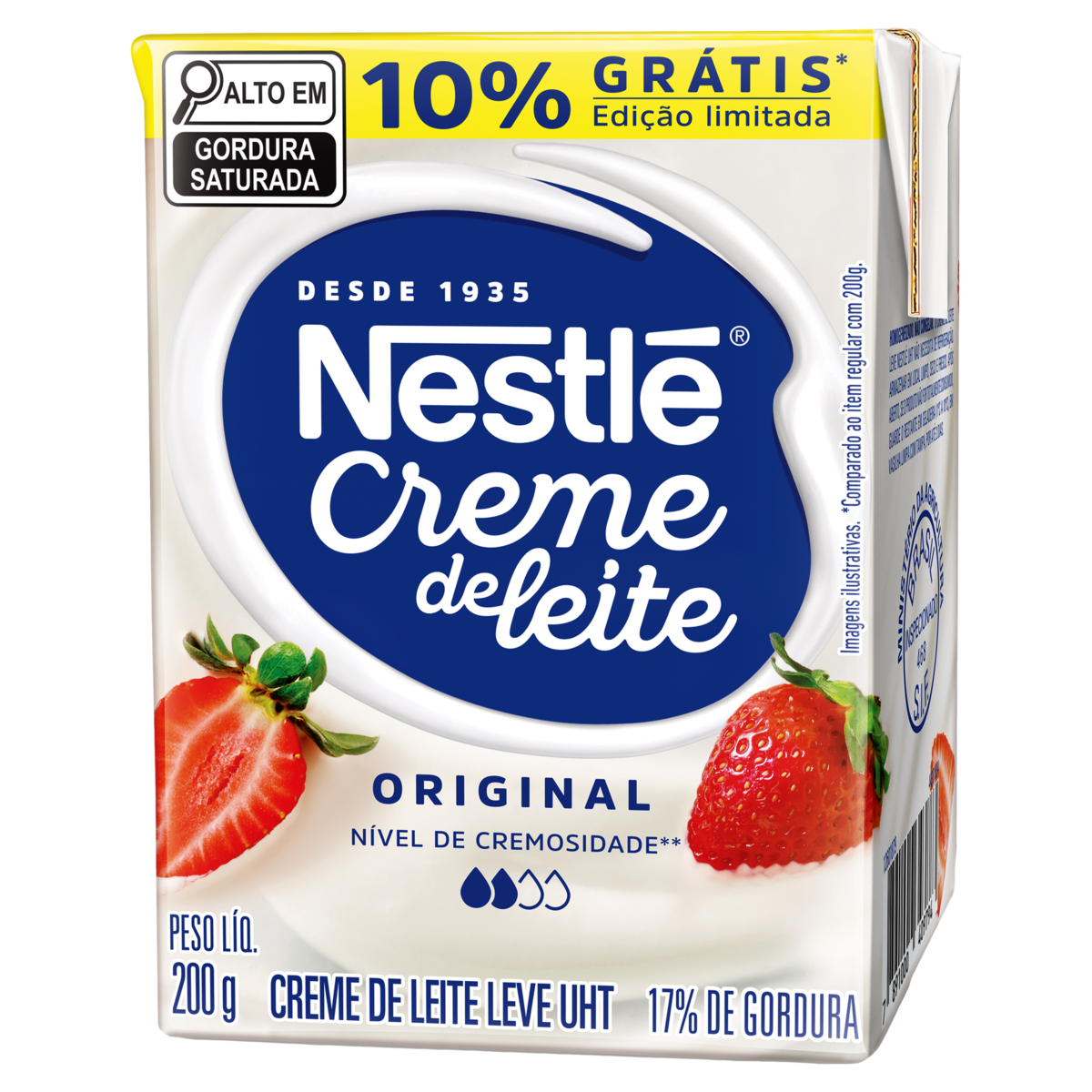 Creme de Leite Nestl&eacute; Caixa 200g - Embalagem 10% gr&aacute;tis