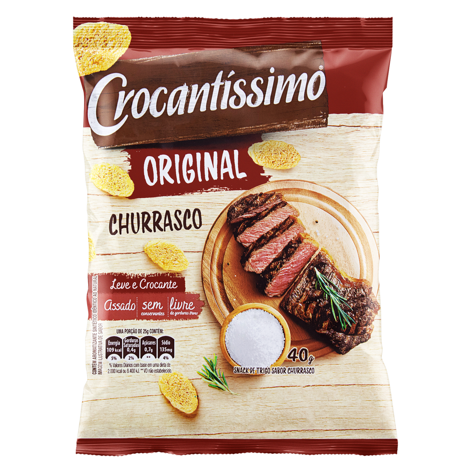 Snack de Trigo Churrasco Crocantíssimo Pacote 40g