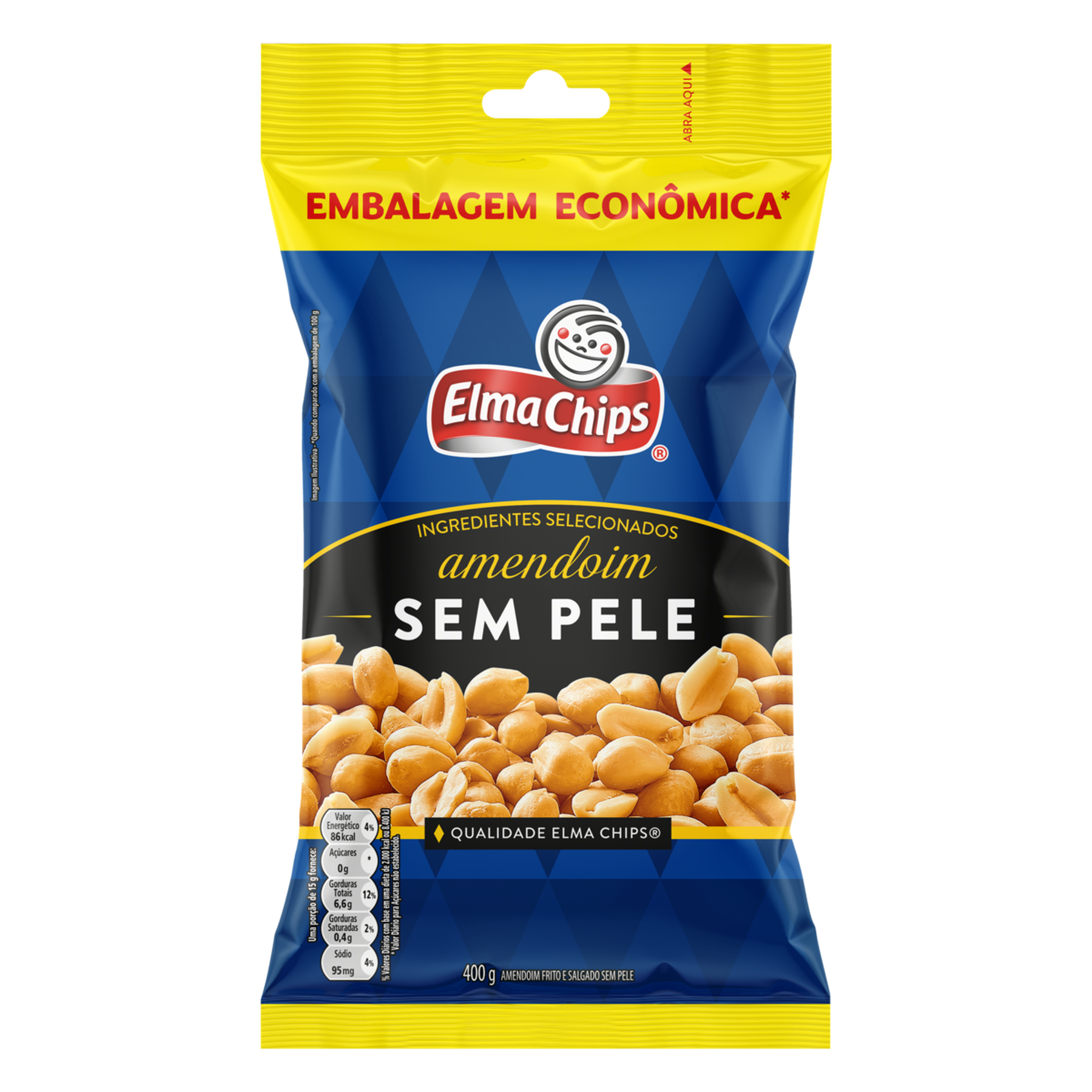 Amendoim sem Pele Elma Chips Pacote 400g - Embalagem Econ&ocirc;mica