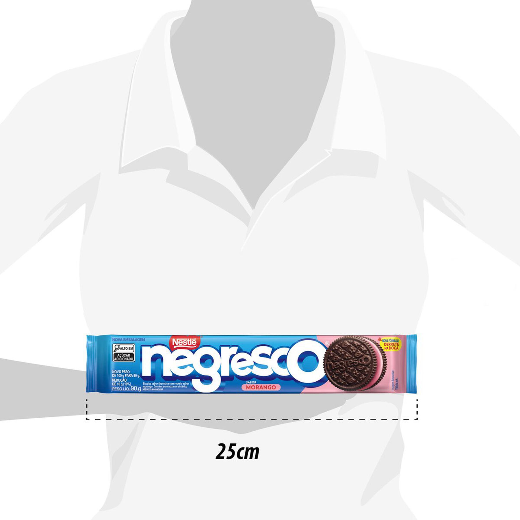 Biscoito Chocolate Recheio Morango Negresco Nestlé Pacote 90g