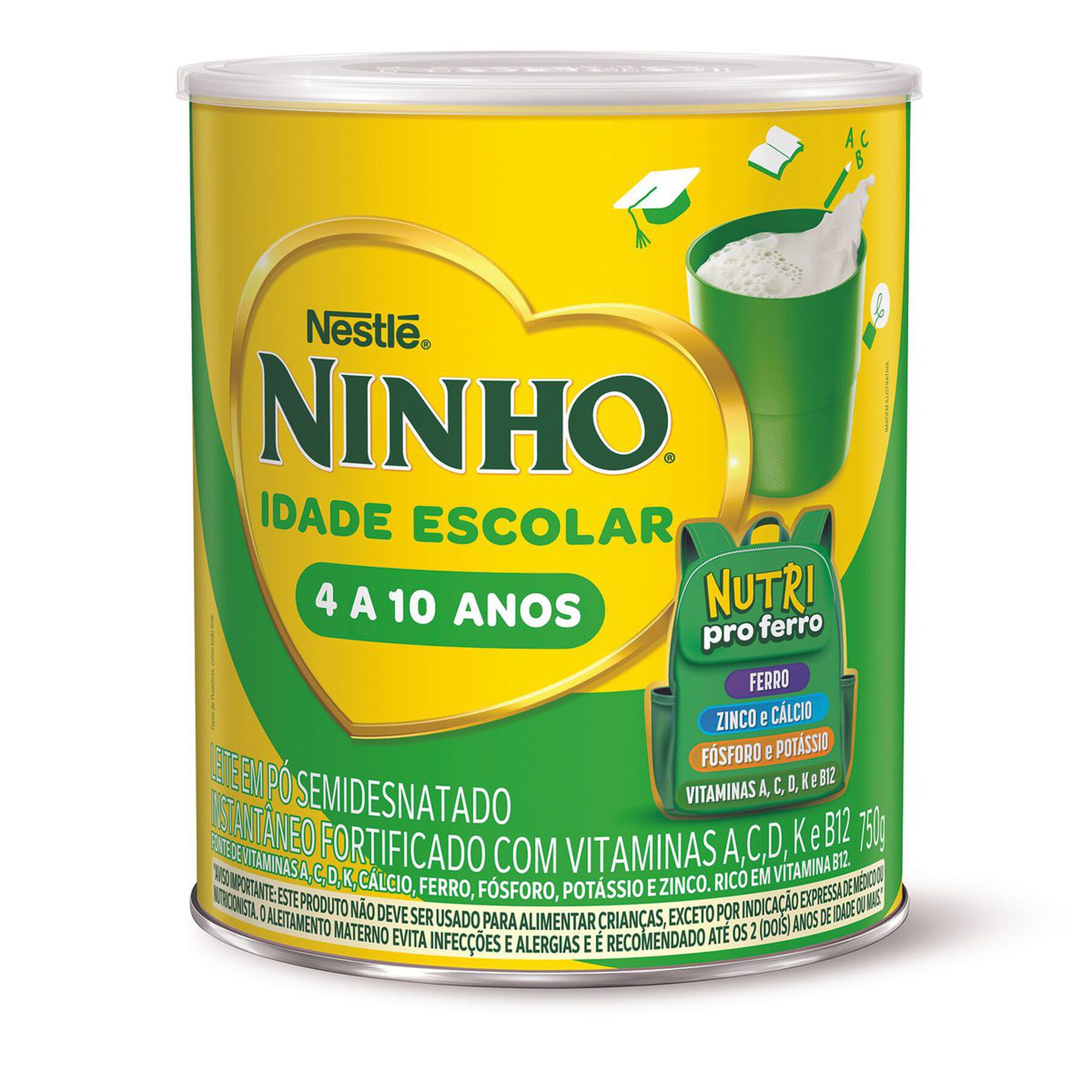 Leite em P&oacute; Semidesnatado Idade Escolar Ninho Nestl&eacute; Lata 750g