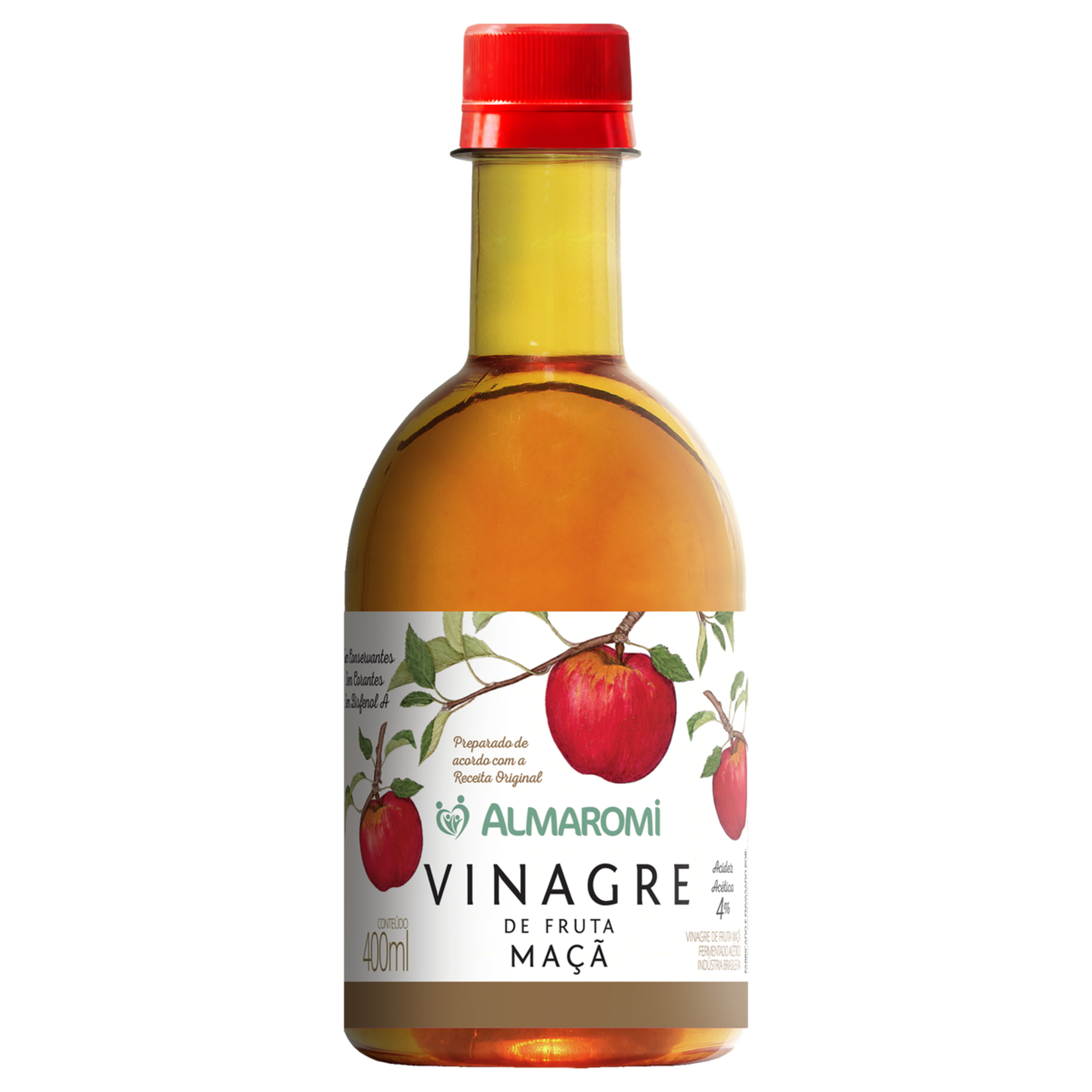 Vinagre de Fruta Ma&ccedil;&atilde; Acidez 4% Almaromi Frasco 400ml