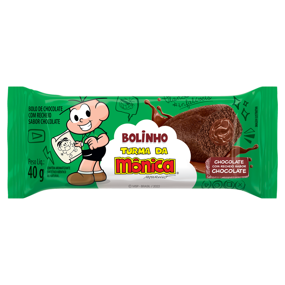Bolinho Chocolate Recheio Chocolate Casa Su&iacute;&ccedil;a Pacote 40g