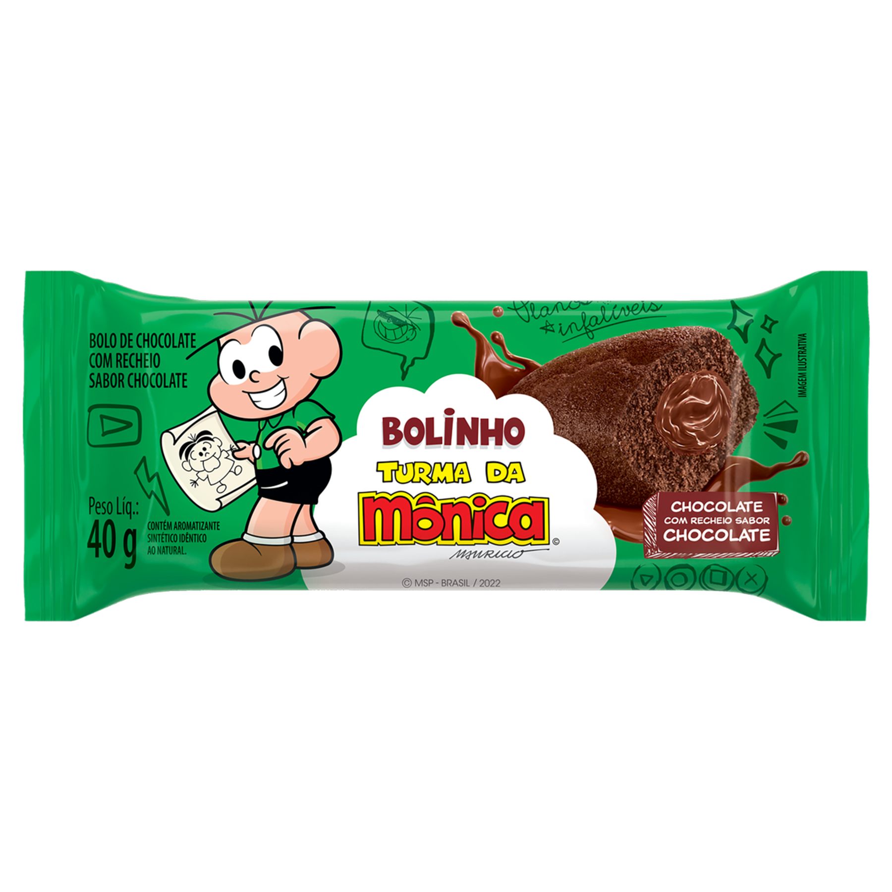 Bolinho Chocolate Recheio Chocolate Casa Suíça Pacote 40g