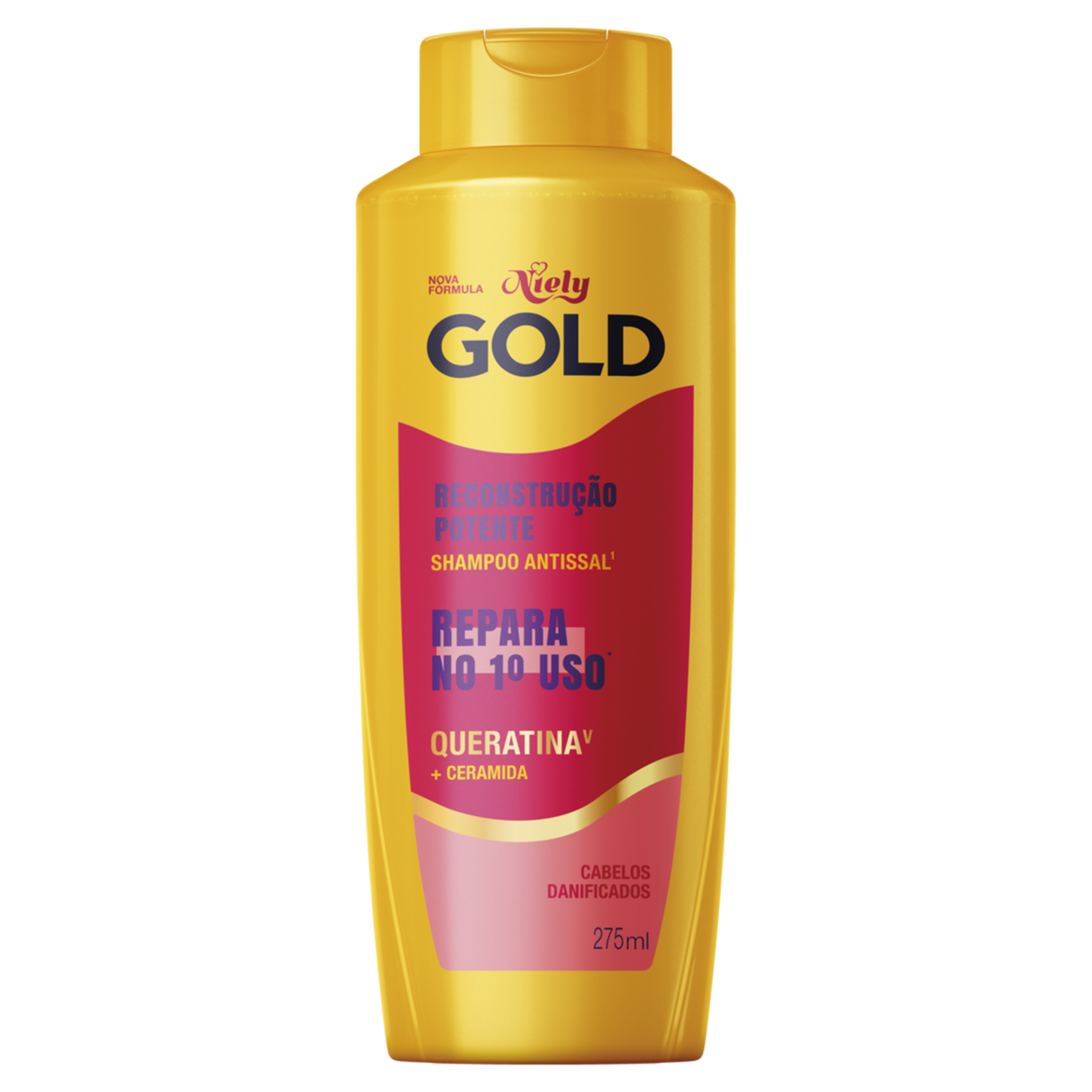 Shampoo Antissal Niely Gold Reconstru&ccedil;&atilde;o Potente Frasco 275ml