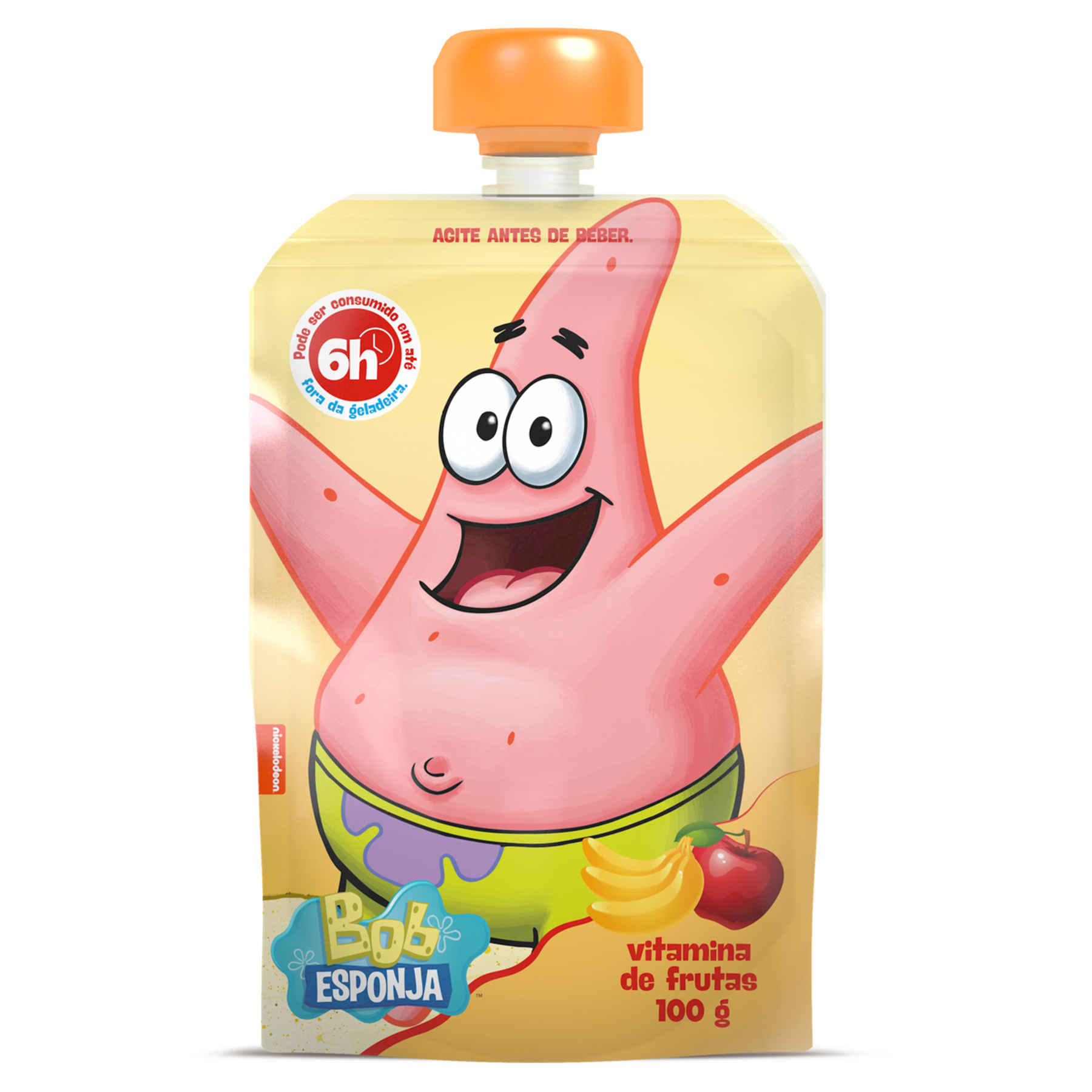 Iogurte Parcialmente Desnatado Vitamina de Frutas Bob Esponja Eleg&ecirc; Squeeze 100g