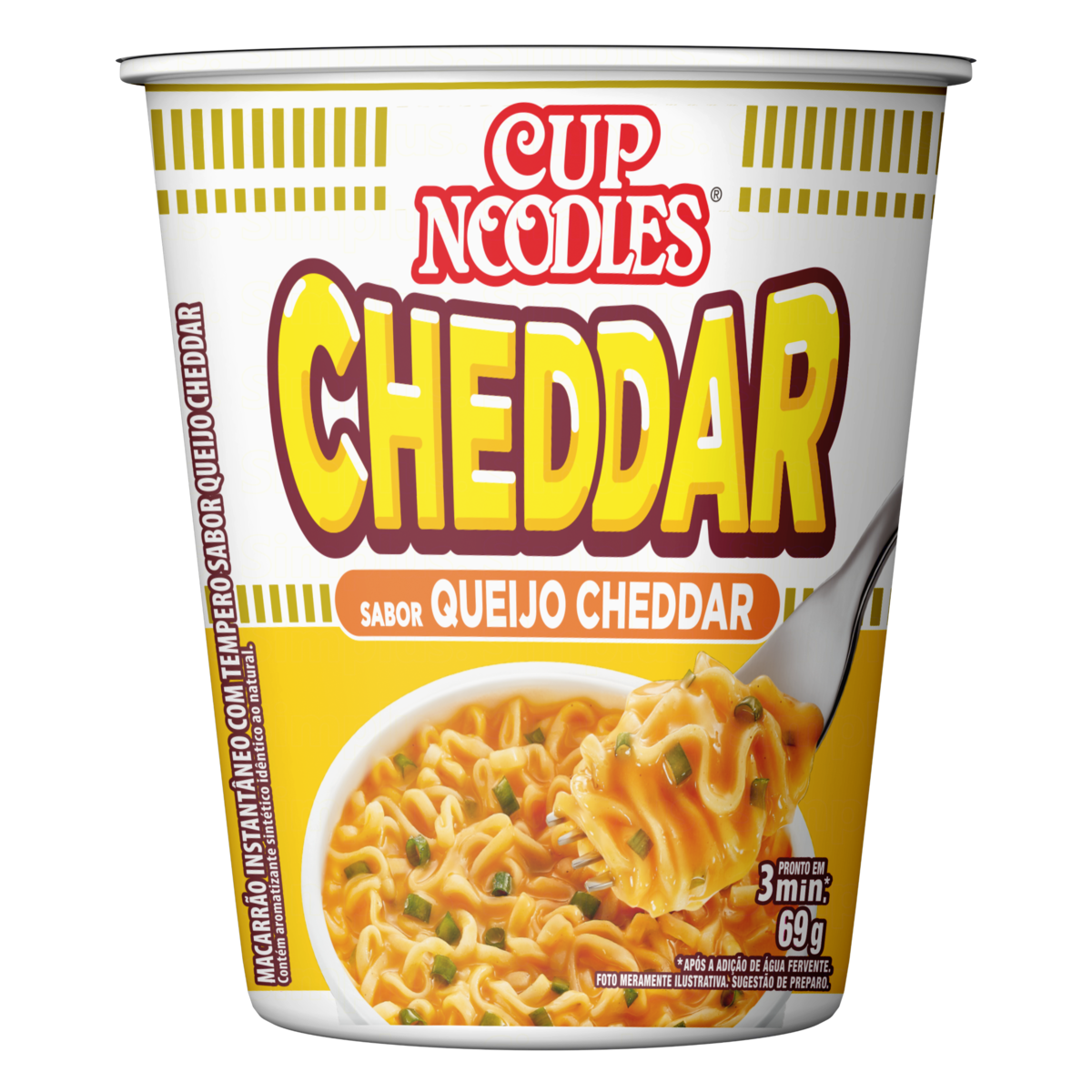 Macarr&atilde;o Instant&acirc;neo Queijo Cheddar Nissin Cup Noodles Copo 69g&nbsp;