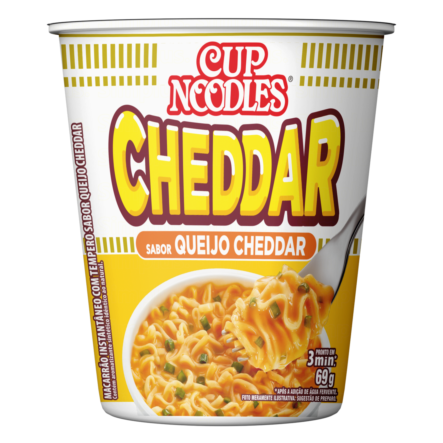 Macarr&atilde;o Instant&acirc;neo Queijo Cheddar Nissin Cup Noodles Copo 69g&nbsp;