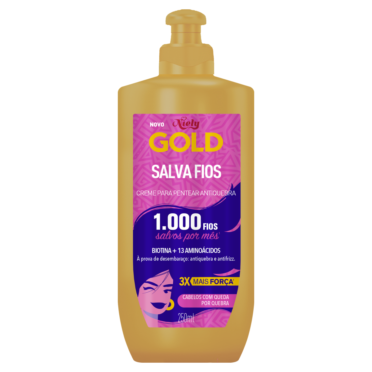 Creme para Pentear Antiquebra Niely Gold Salva Fios Frasco 250ml