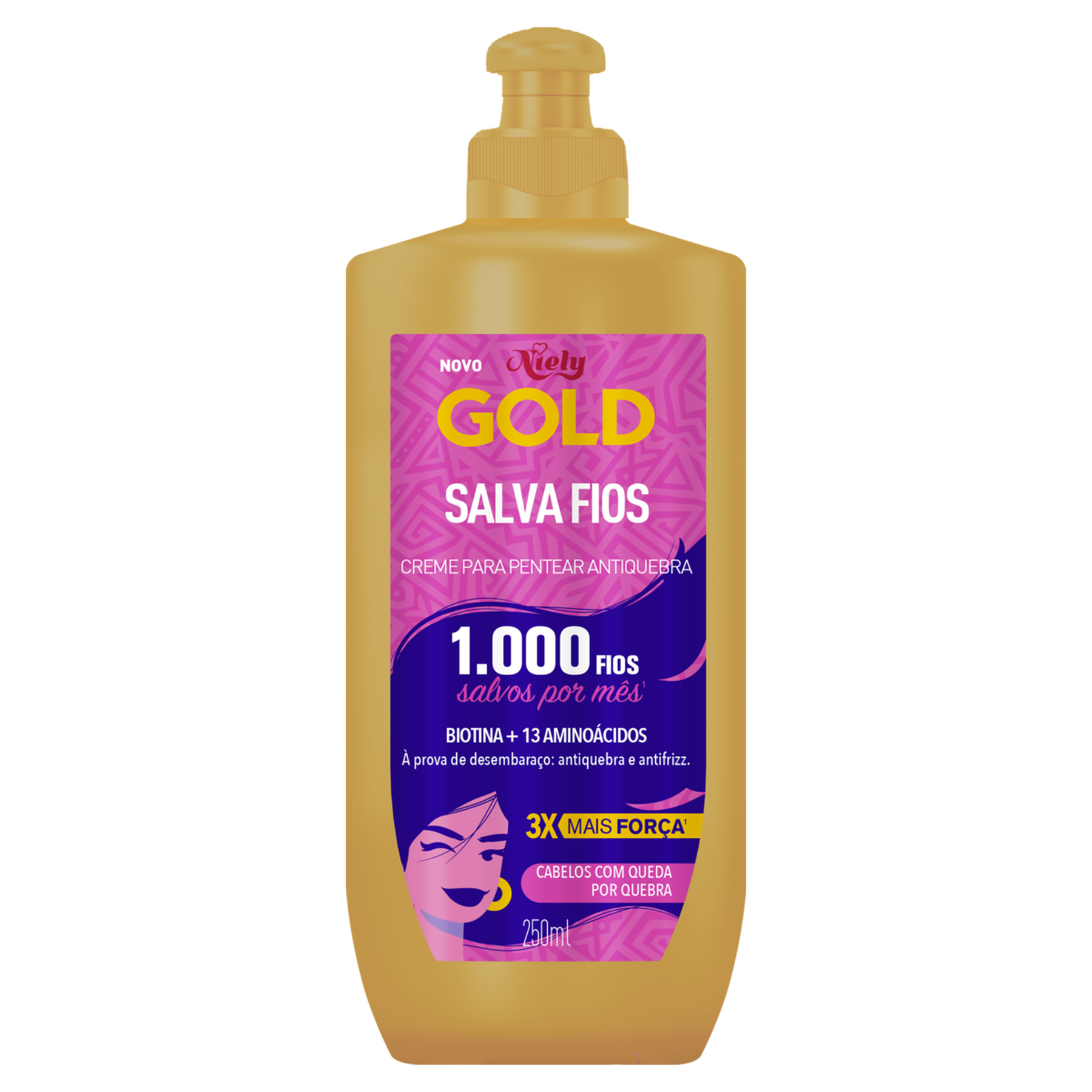 Creme para Pentear Antiquebra Niely Gold Salva Fios Frasco 250ml