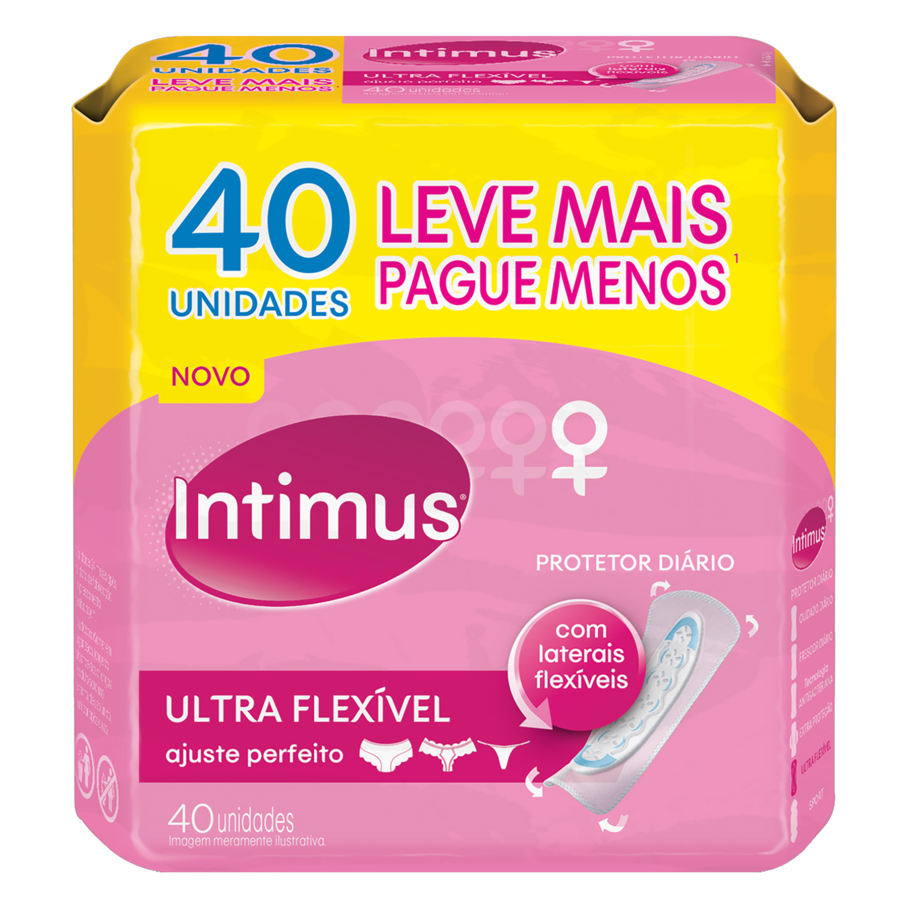 Protetor Diário sem Abas Intimus Ultra Flexível Pacote 40 Unidades Leve Mais Pague Menos