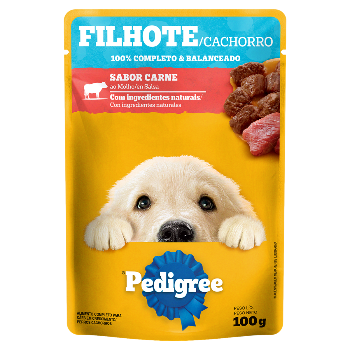 Alimento para C&atilde;es Filhotes Carne ao Molho Pedigree Sach&ecirc; 100g