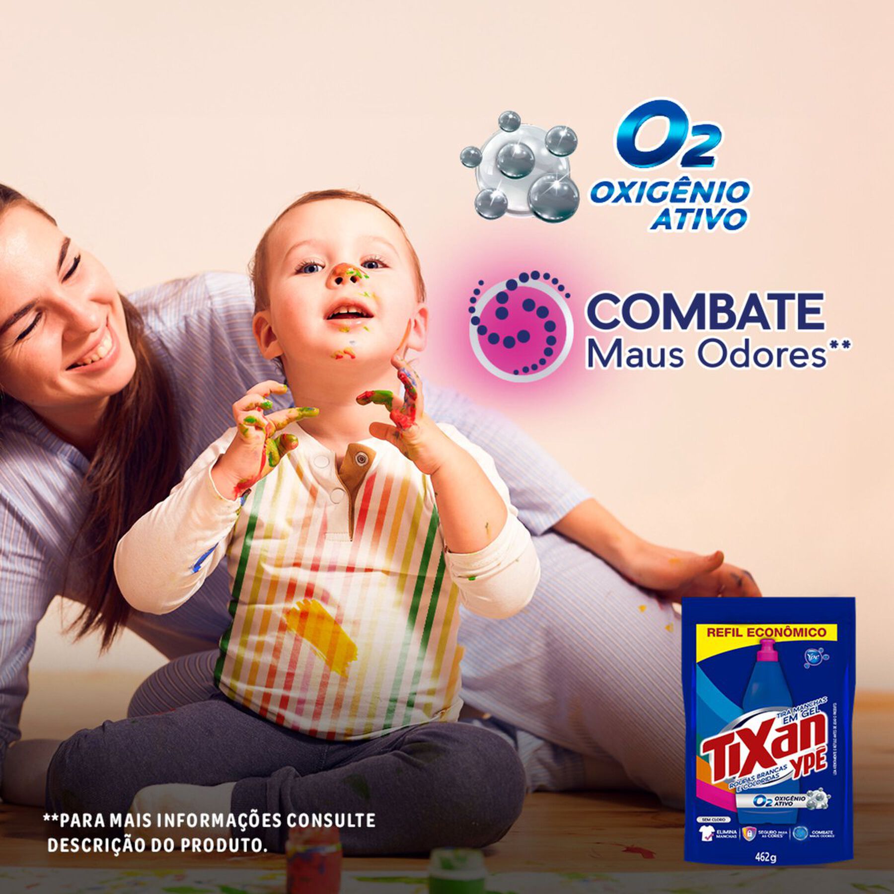 Tira Manchas Gel Roupas Brancas e Coloridas Tixan Ypê Sachê 462g