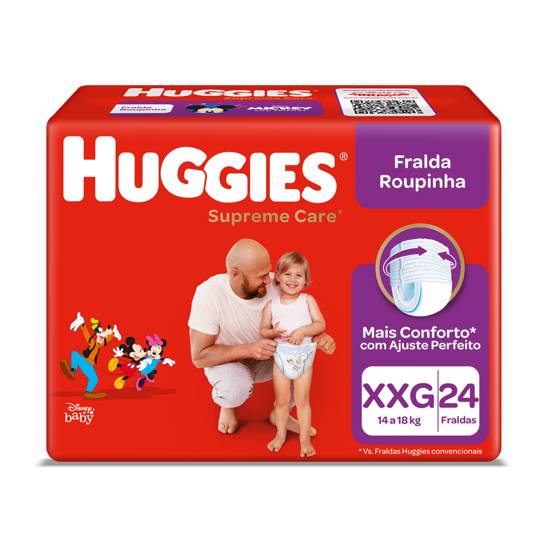 Fralda Descartável Infantil Roupinha Huggies Supreme Care XXG Pacote 24 Unidades