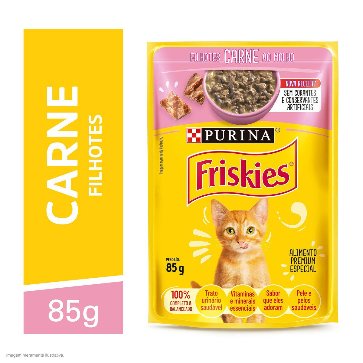 Alimento para Gatos Filhotes Carne ao Molho Purina Friskies Sach&ecirc; 85g