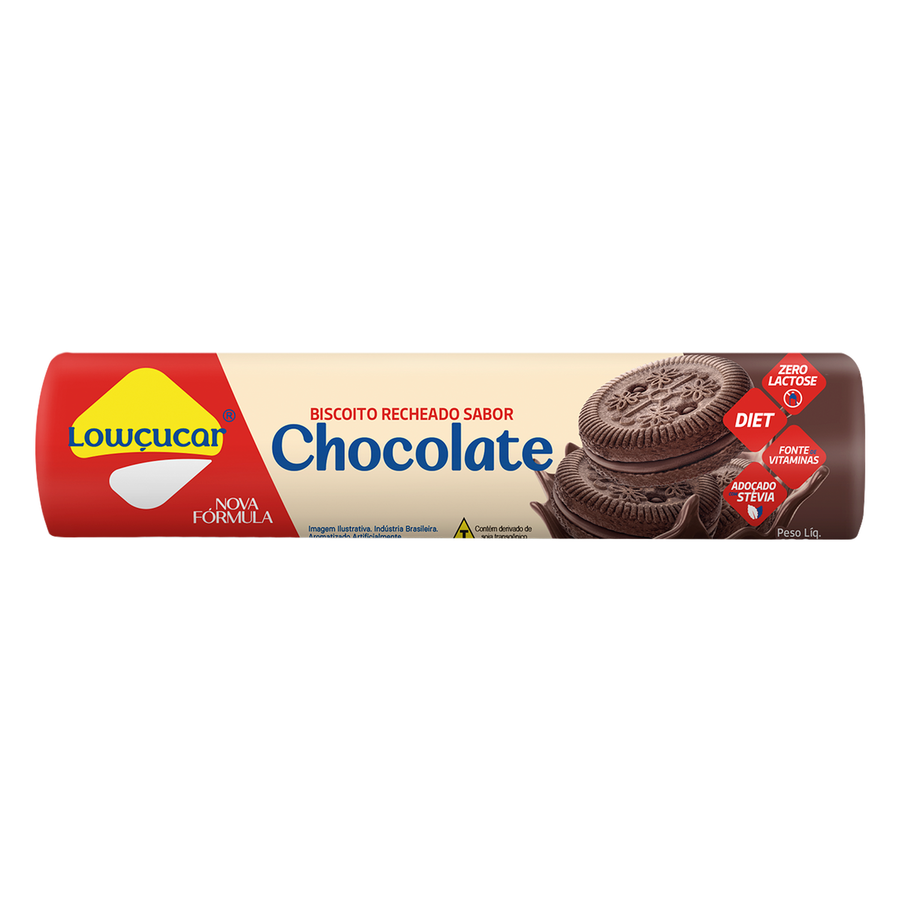 Biscoito Recheio Chocolate Zero Lactose Zero Açúcar Lowçucar Pacote 120g