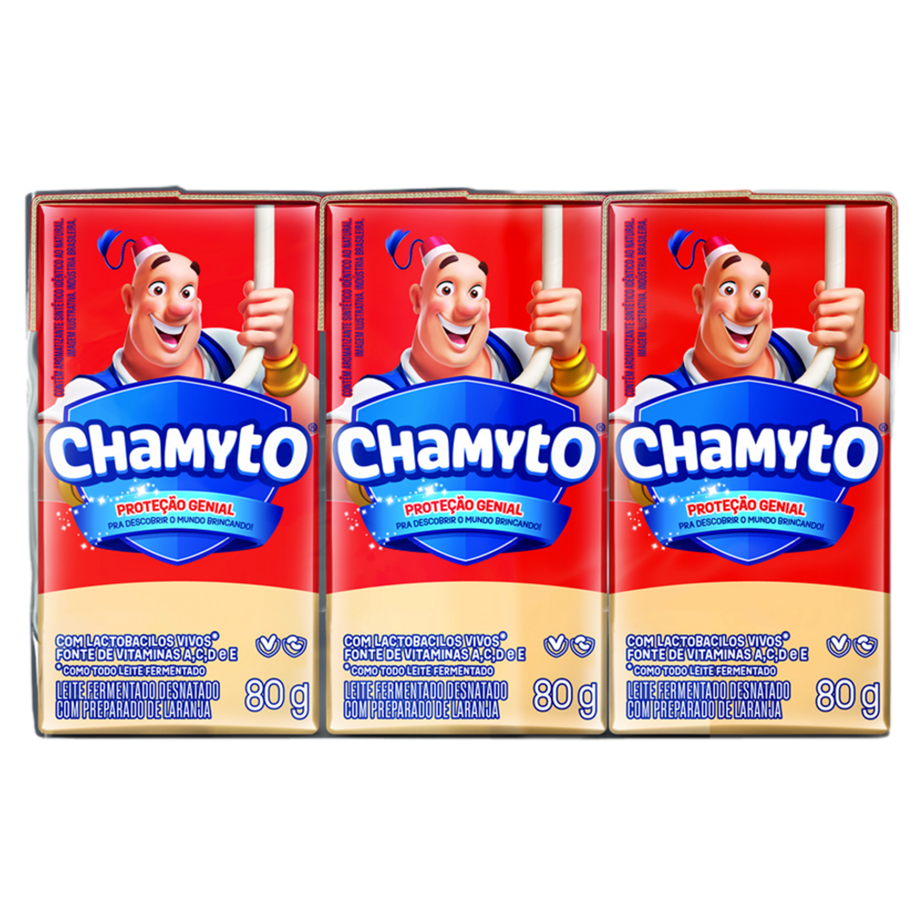 Leite Fermentado Desnatado Laranja Chamyto 80g C/6 Unidades