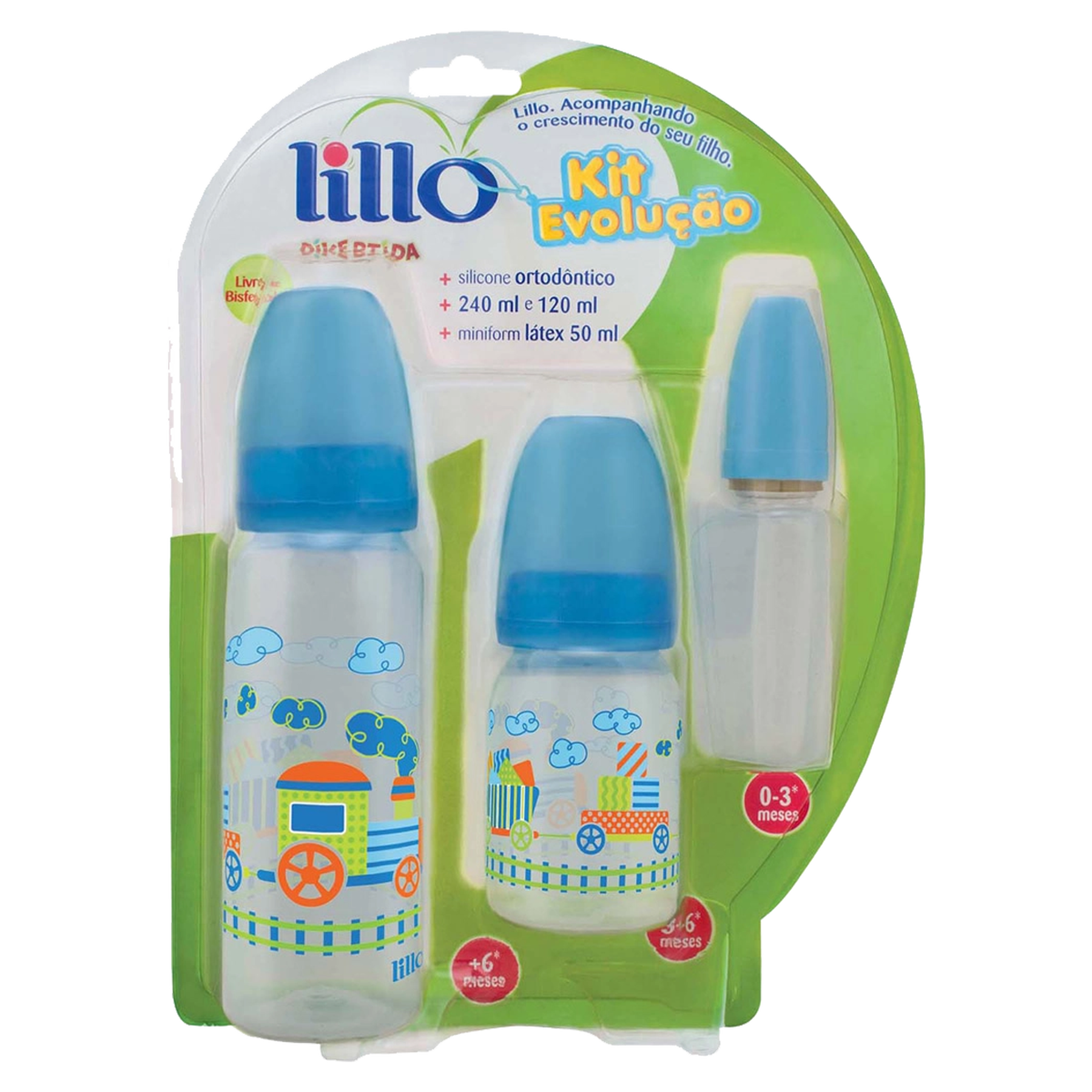Kit Mamadeira Azul Evolu&ccedil;&atilde;o Divertido Lillo