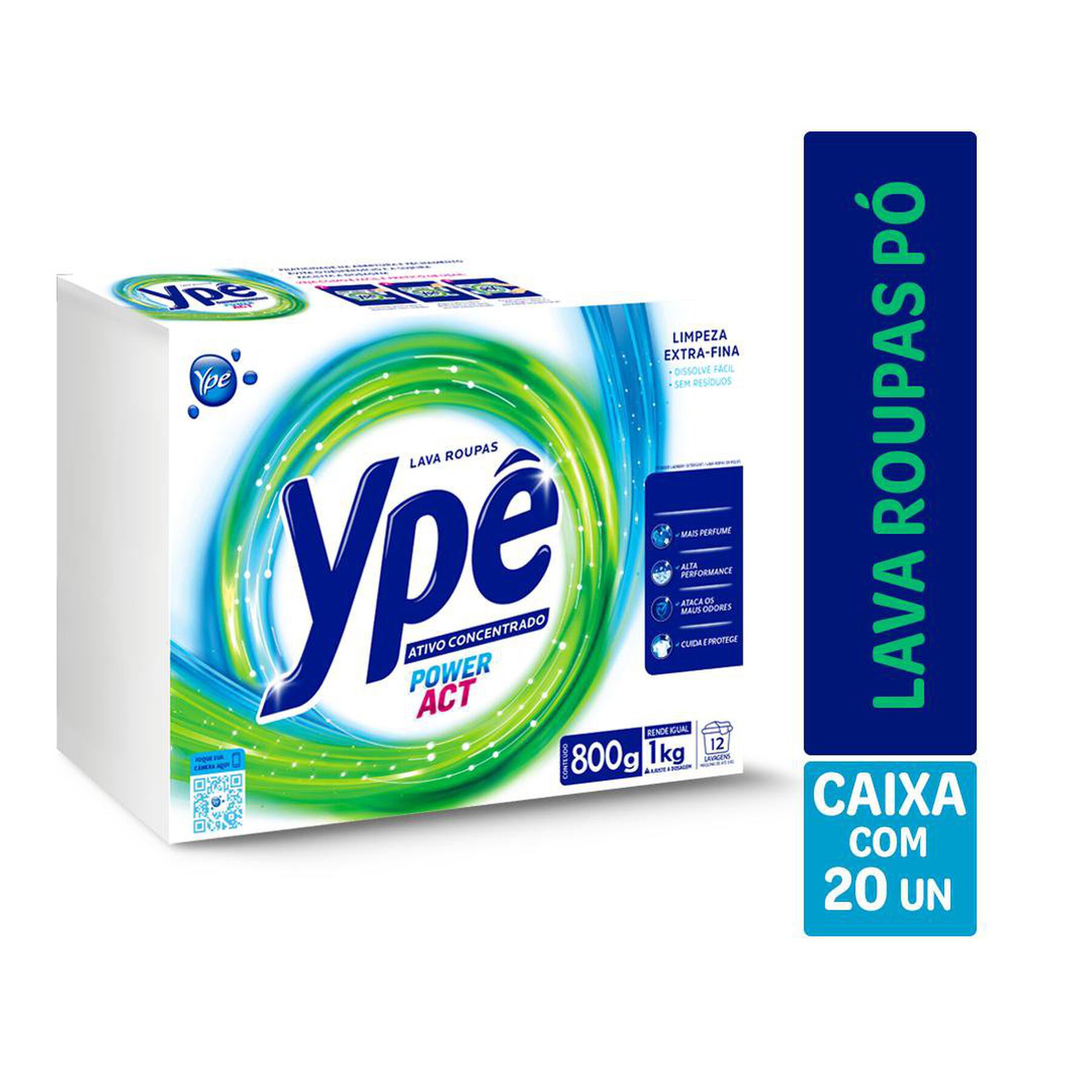 Sabão em Pó Ativo Concentrado Power Act Ypê Caixa 800g