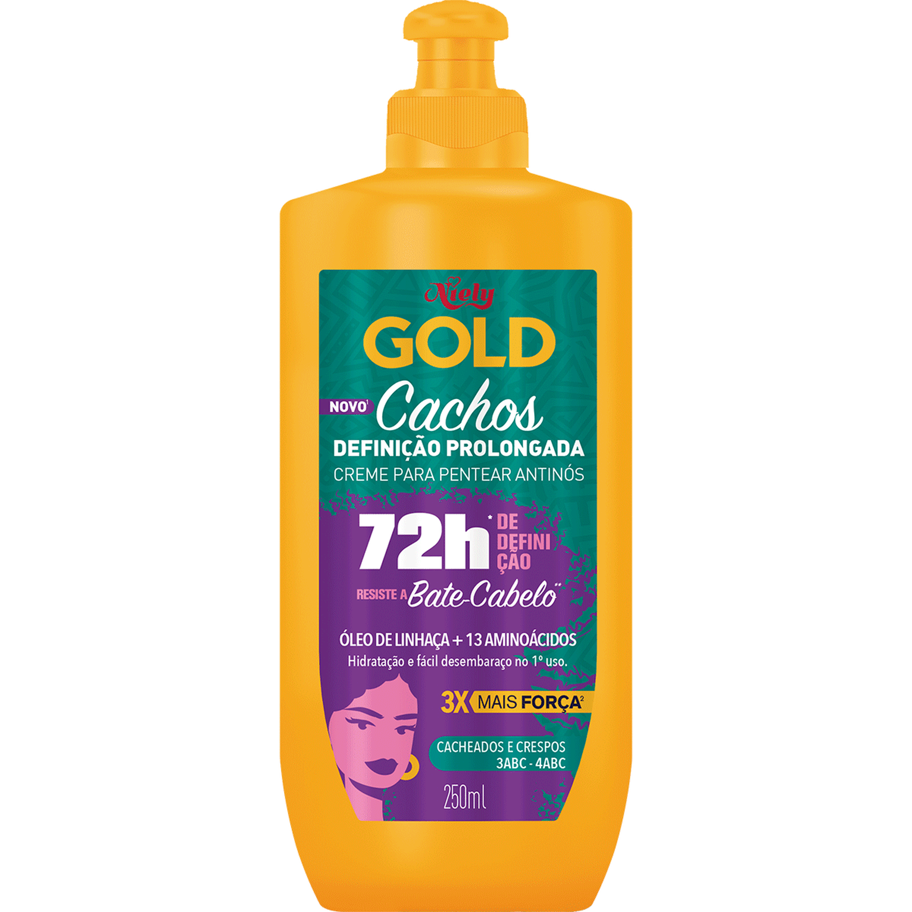 Creme para Pentear Cachos Defini&ccedil;&atilde;o Prolongada Niely Gold Frasco 250ml