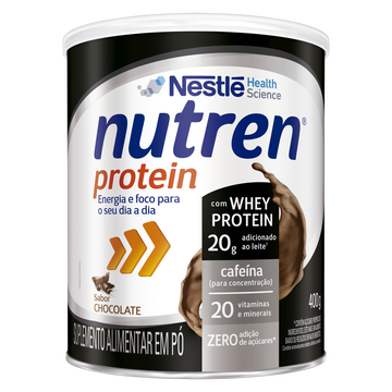 Suplemento Alimentar com Whey Chocolate Nestlé Nutren Protein Lata 400g