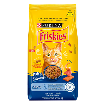 Alimento para Gatos Adultos Peixe e Frutos do Mar Purina Friskies Pacote 3kg