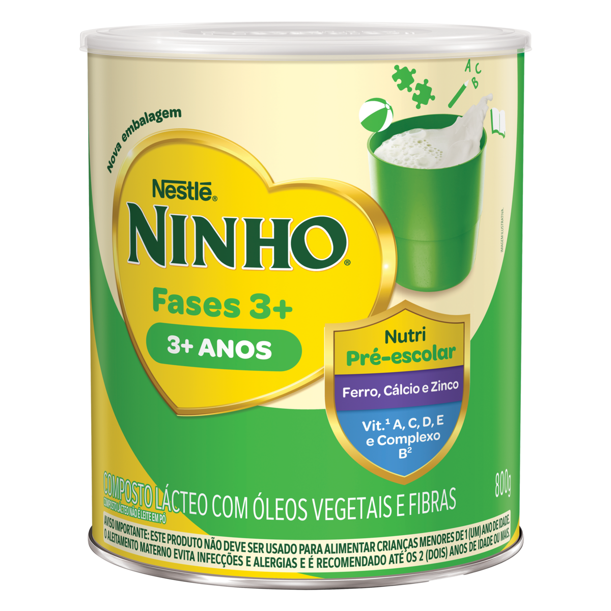 Composto L&aacute;cteo Fases 3+ Ninho Lata 800g