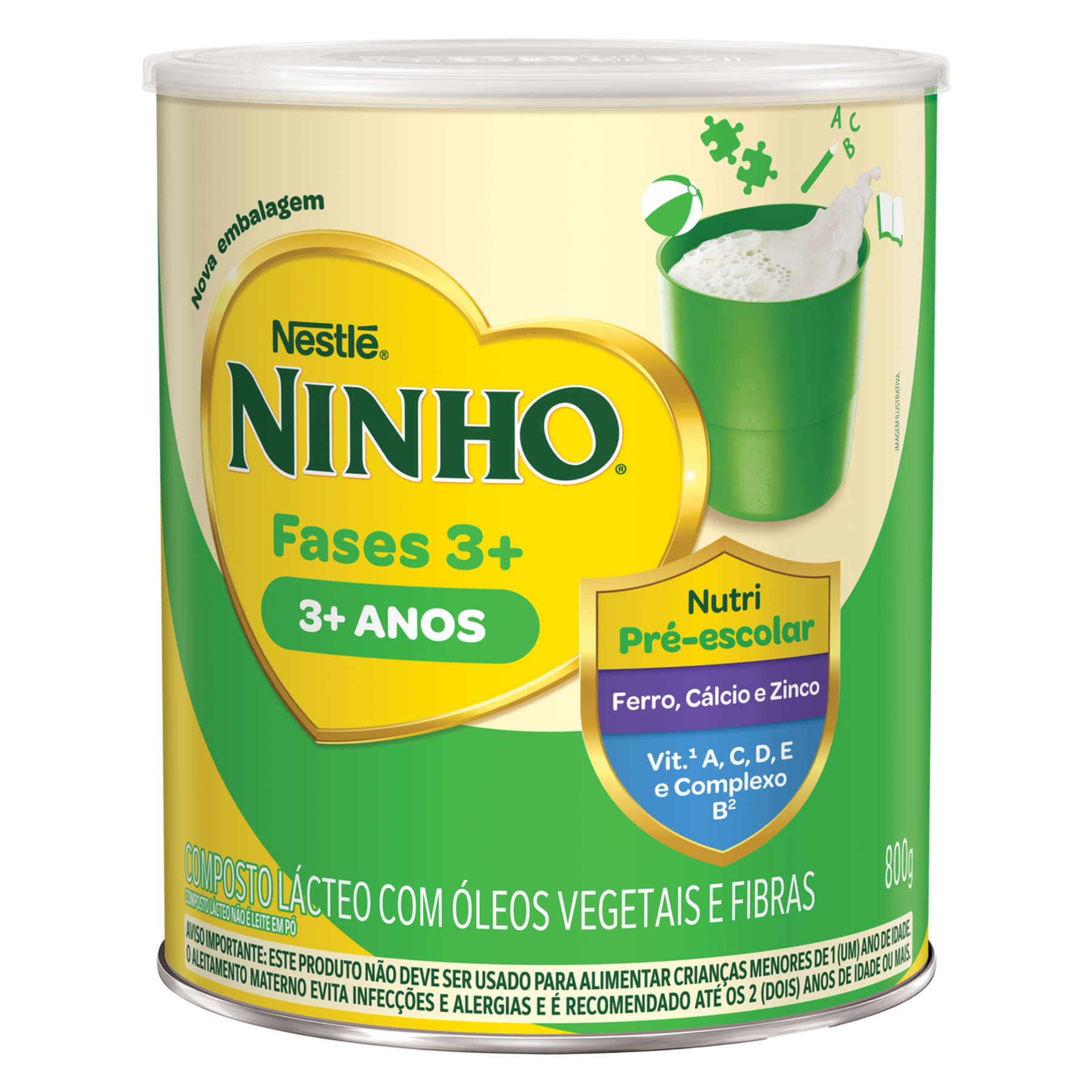Composto L&aacute;cteo Fases 3+ Ninho Lata 800g