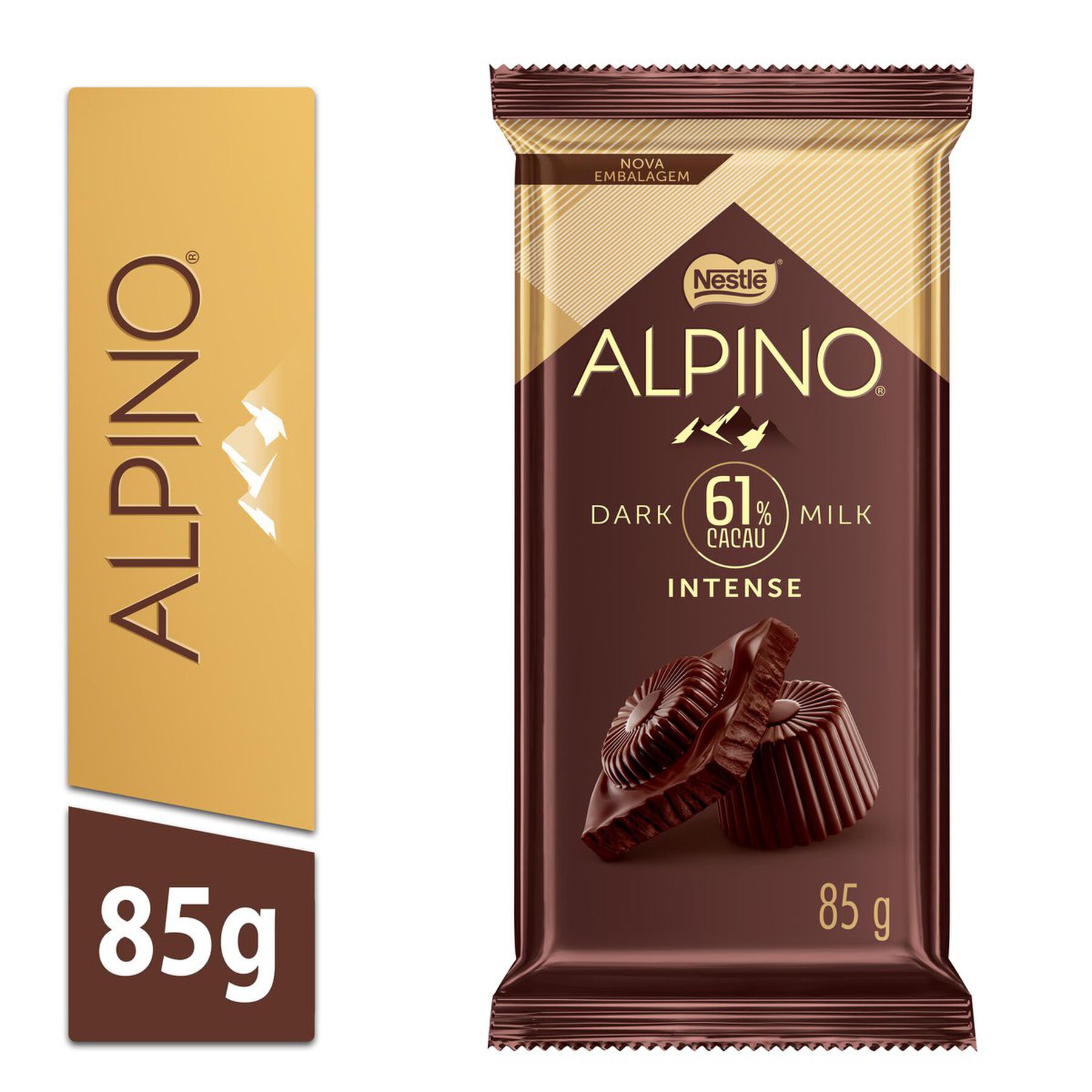 Chocolate Dark Milk 61% Cacau Intense Nestlé Alpino Pacote 85g