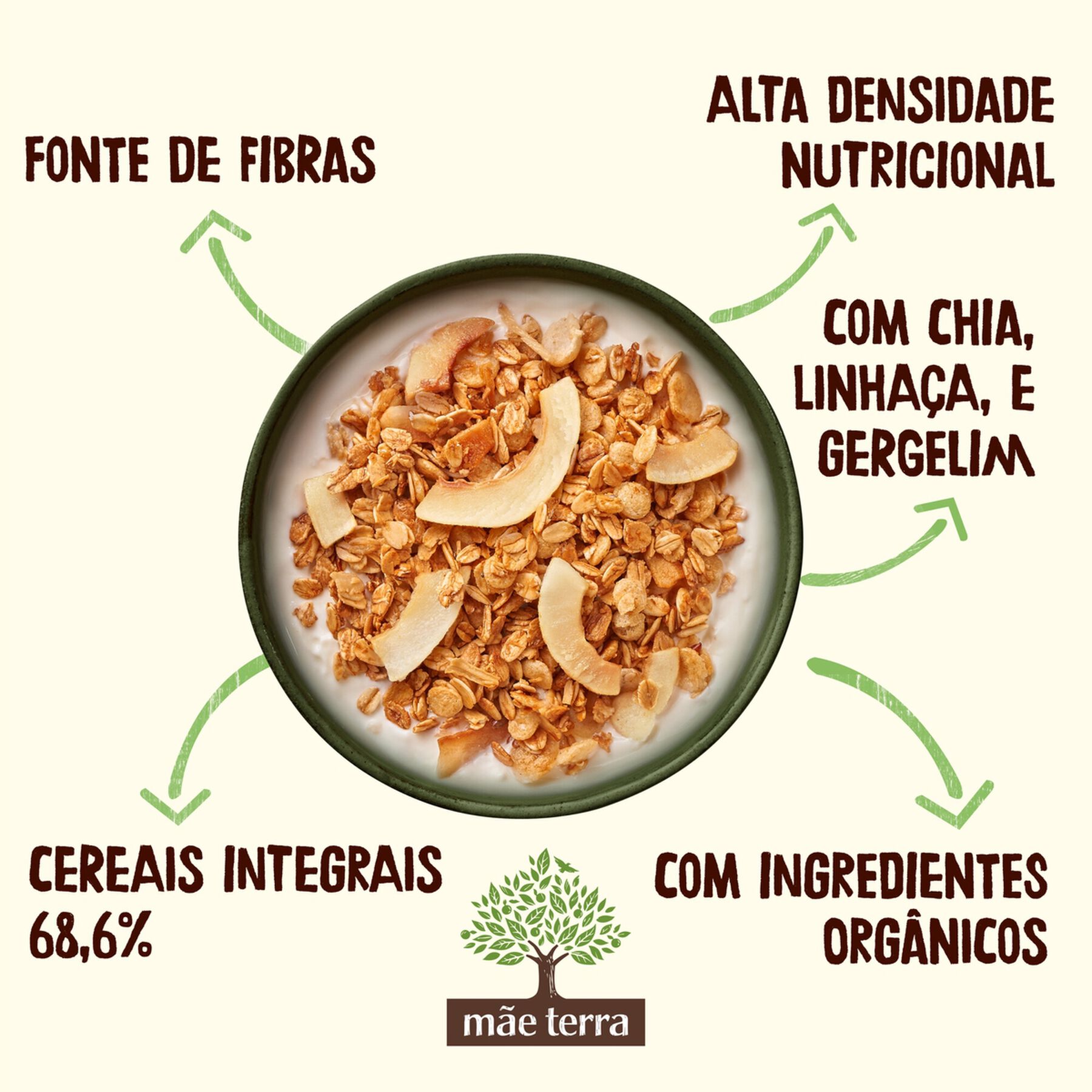 Granola Lascas de Coco Mãe Terra Caixa 180g