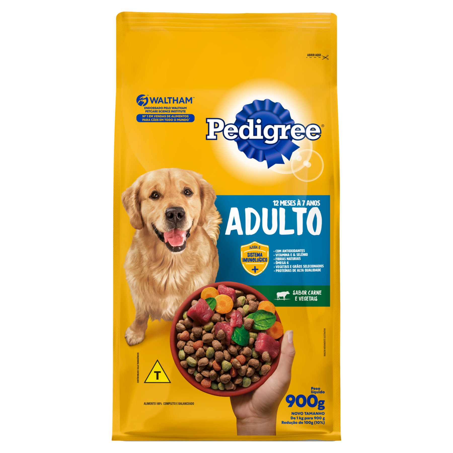 Alimento para Cães Adultos 12 Meses a 7 Anos Carne e Vegetais Pedigree Pacote 900g