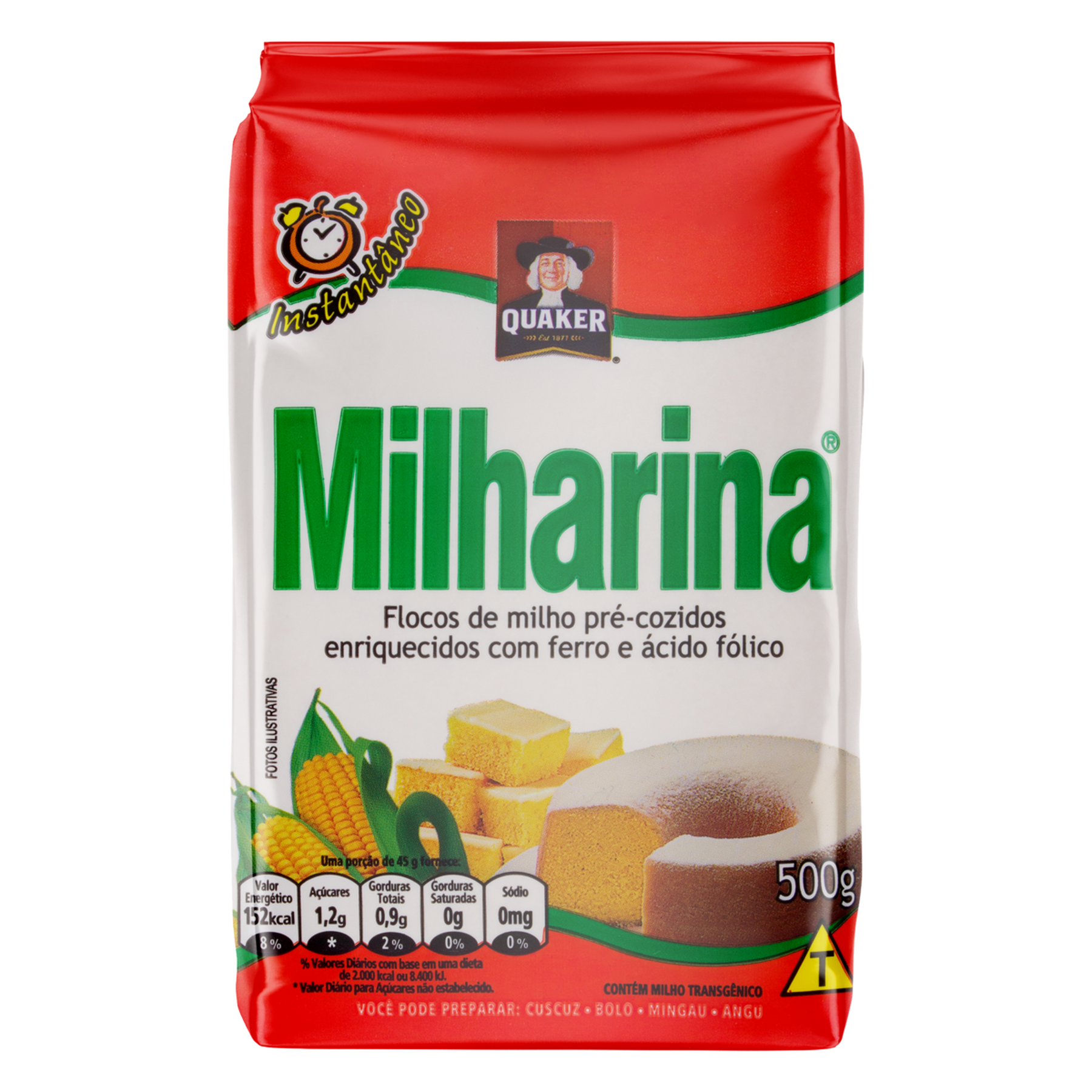Flocos de Milho Pr&eacute;-Cozido Quaker Milharina Pacote 500g&nbsp;