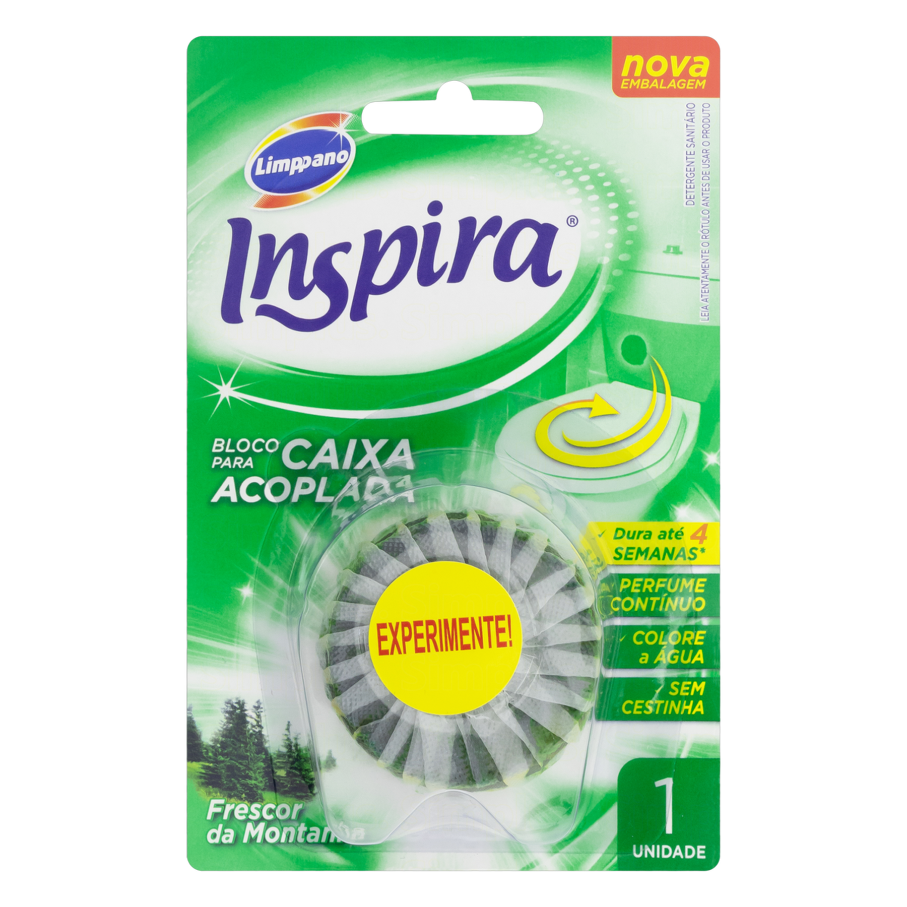 Detergente Sanit&aacute;rio Frescor da Montanha Bloco para Caixa Acoplada Inspira