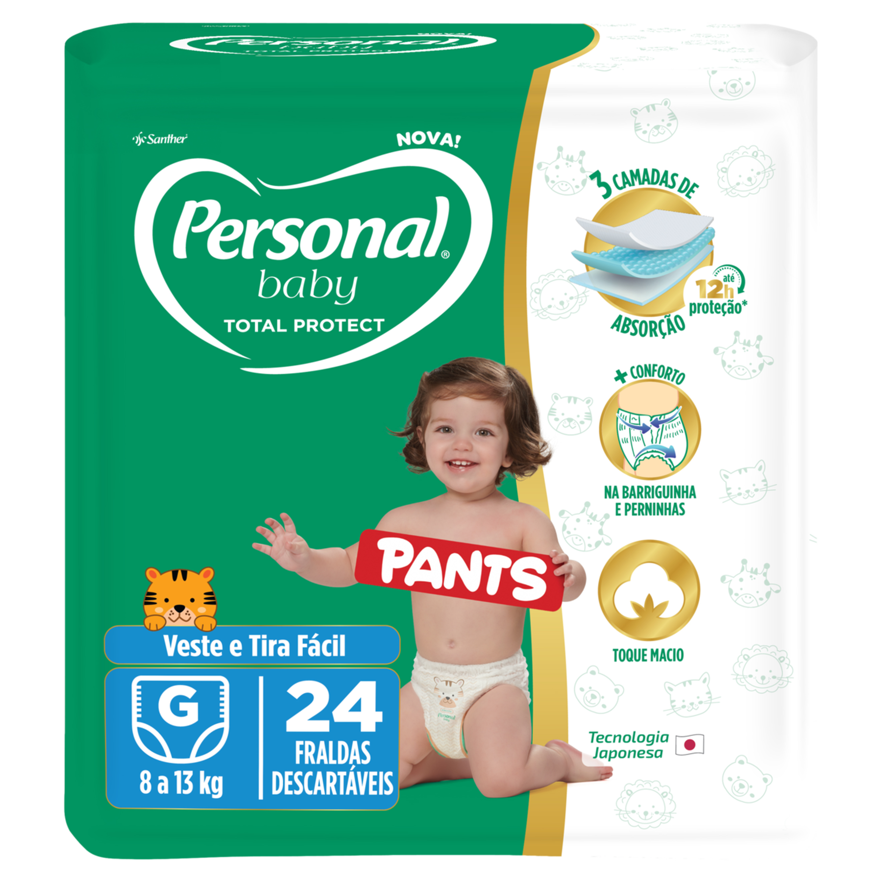 Fralda Descart&aacute;vel Personal Baby Pants Total Protect G Pacote 24 Unidades&nbsp;