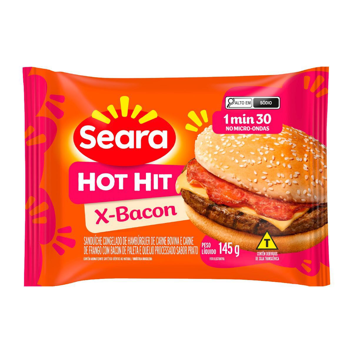 Sandu&iacute;che Hot Hit X-Bacon Seara Pacote 145g
