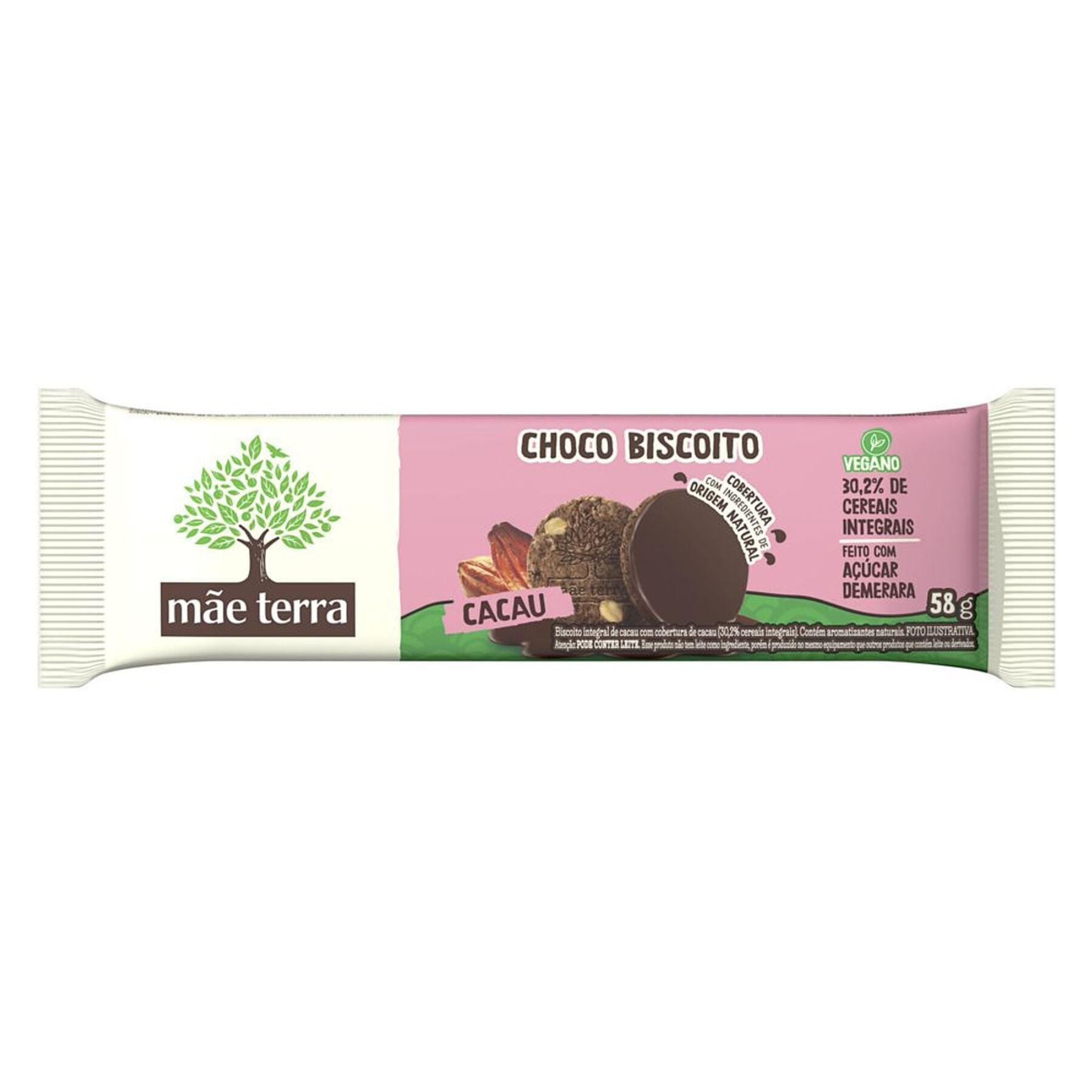 Biscoito Choco Cacau M&atilde;e Terra Pacote 58g&nbsp;