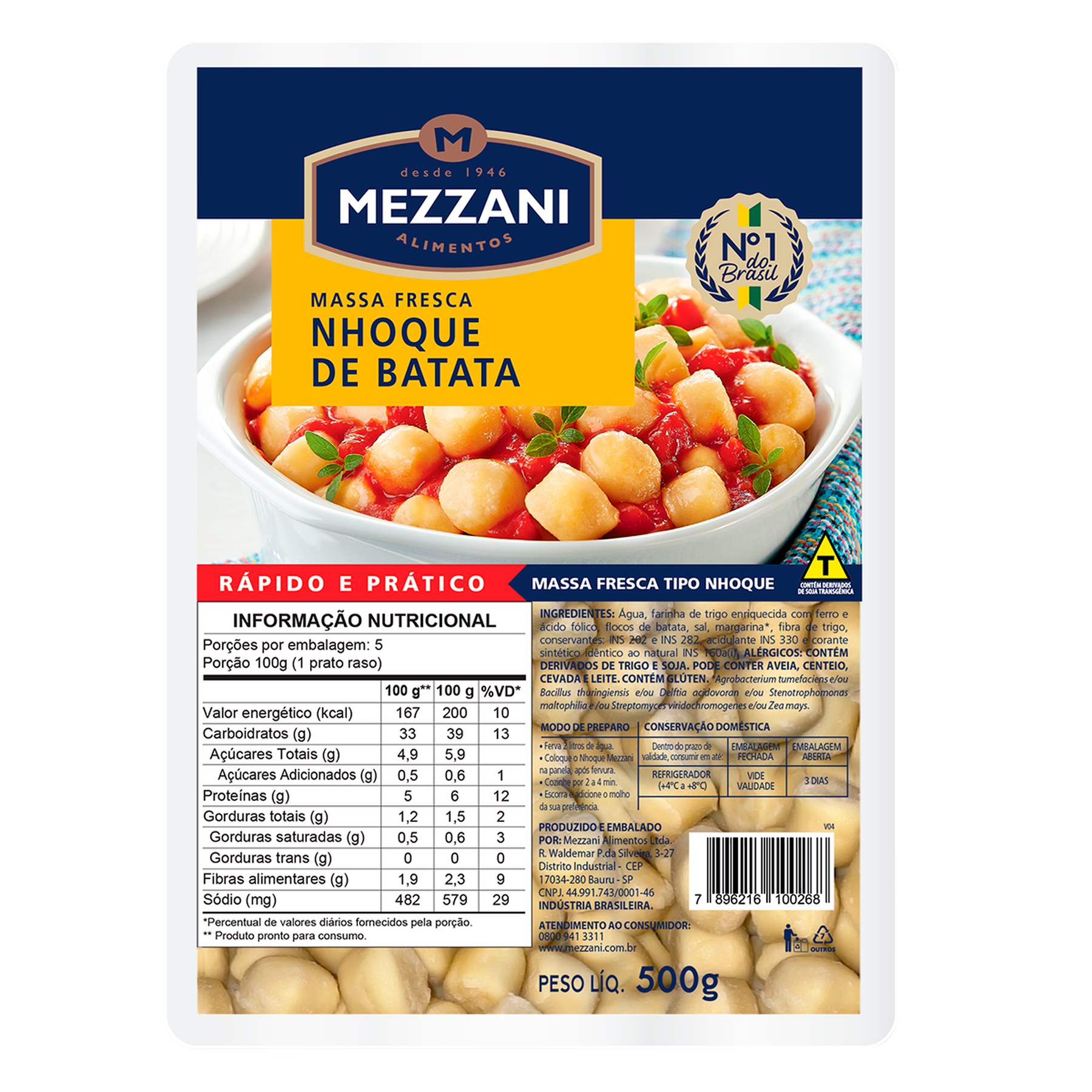 Nhoque Mezzani Pacote 500g&nbsp;