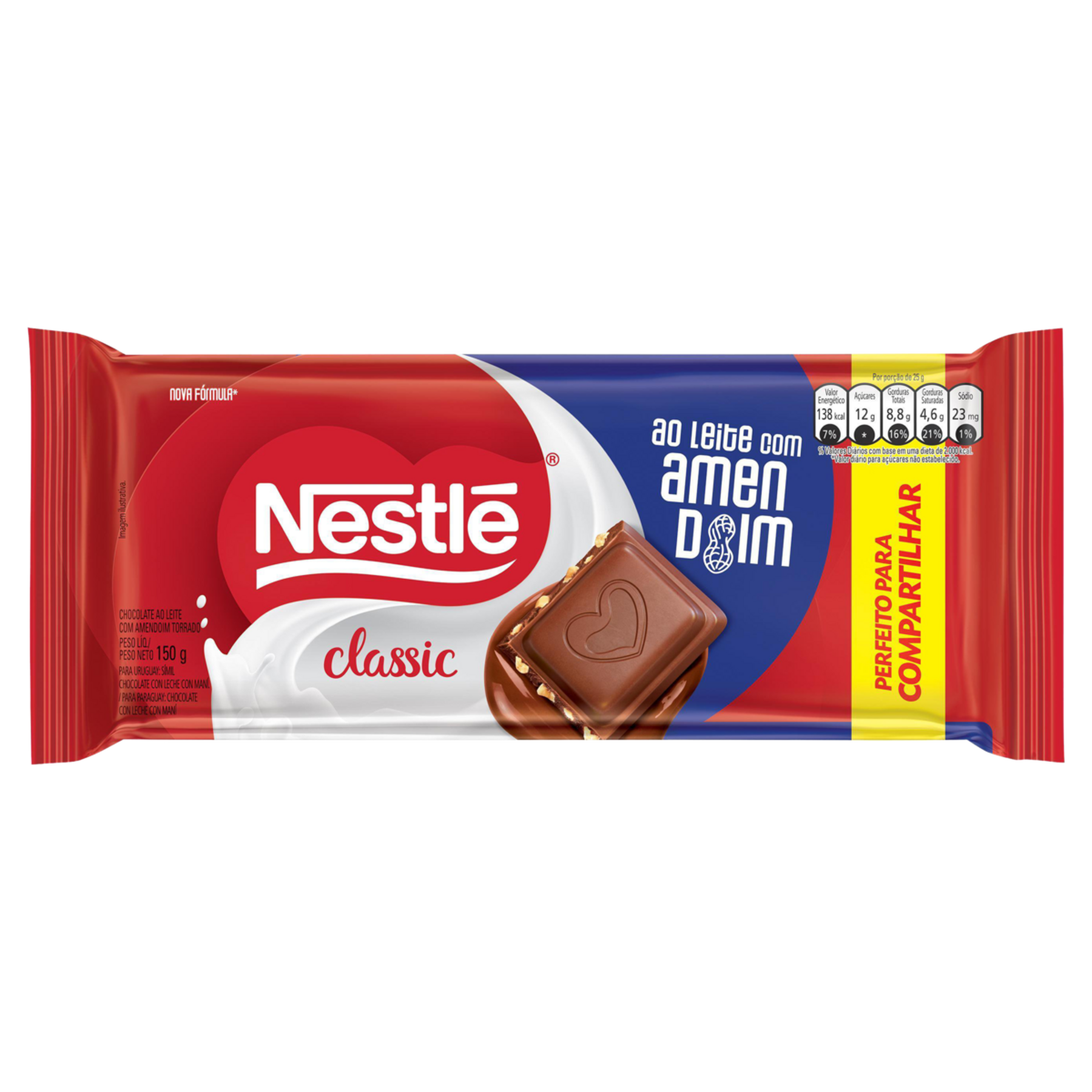 Chocolate ao Leite com Amendoim Classic Pacote 150g