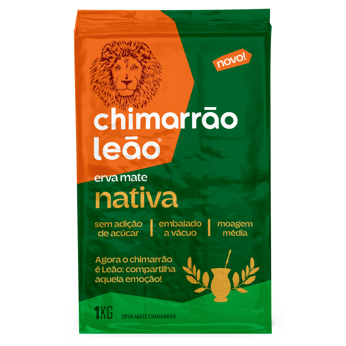 Erva Mate Chimarr&atilde;o a V&aacute;cuo Le&atilde;o Nativa Pacote 1kg