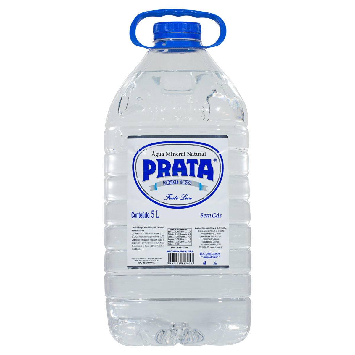 &Aacute;gua Mineral Natural sem G&aacute;s Prata Gal&atilde;o 5l
