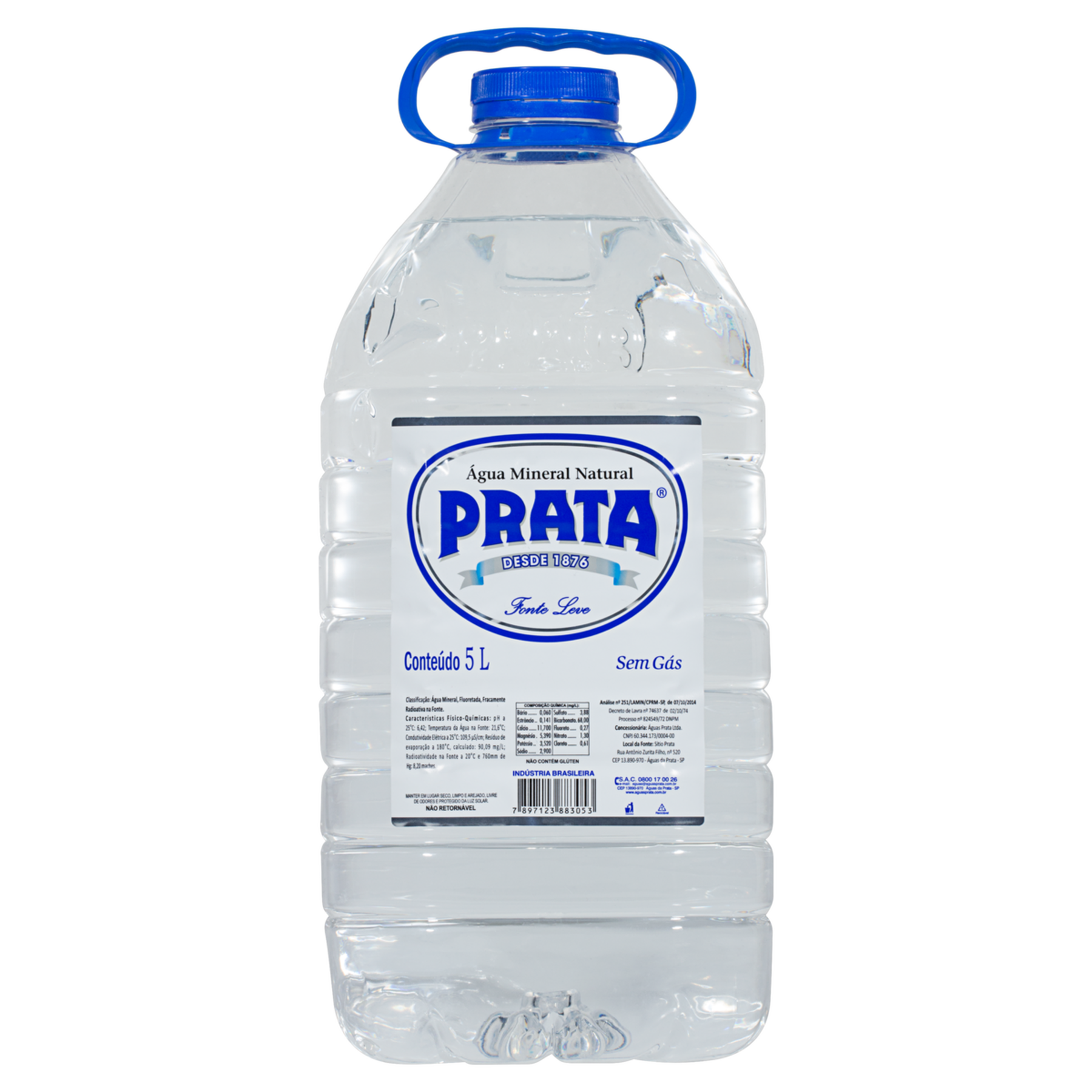 Água Mineral Natural sem Gás Prata Galão 5l