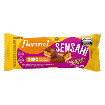Barra de Amendoim com Chocolate ao Leite Sensah! Flormel Pacote 30g