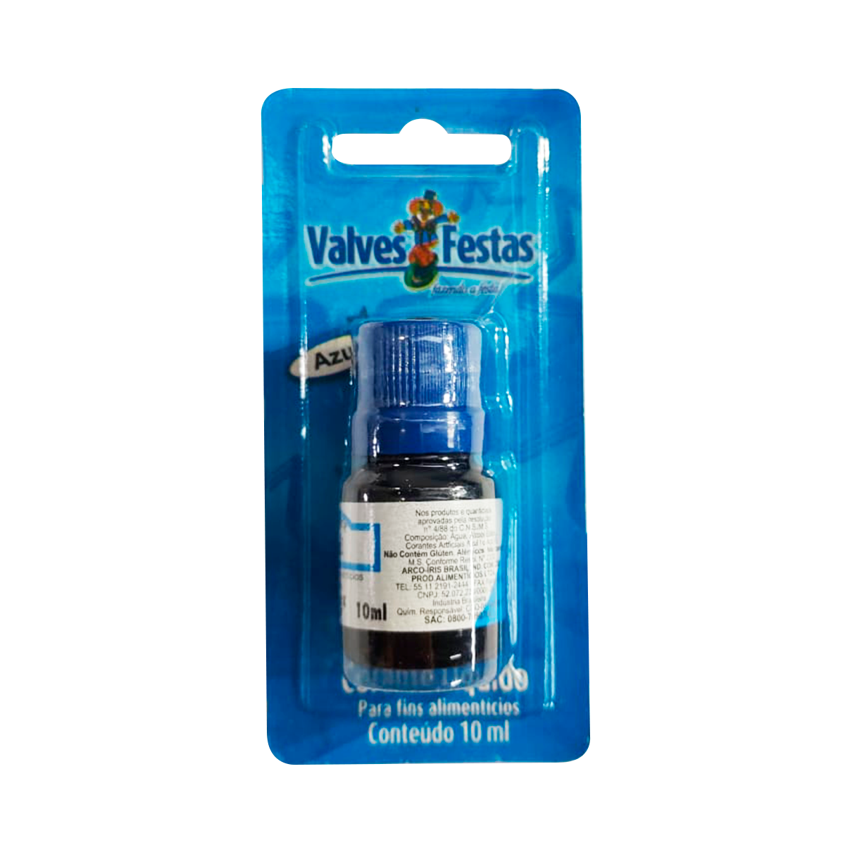 Corante L&iacute;quido Aliment&iacute;cio Azul Valves Festas 10ml