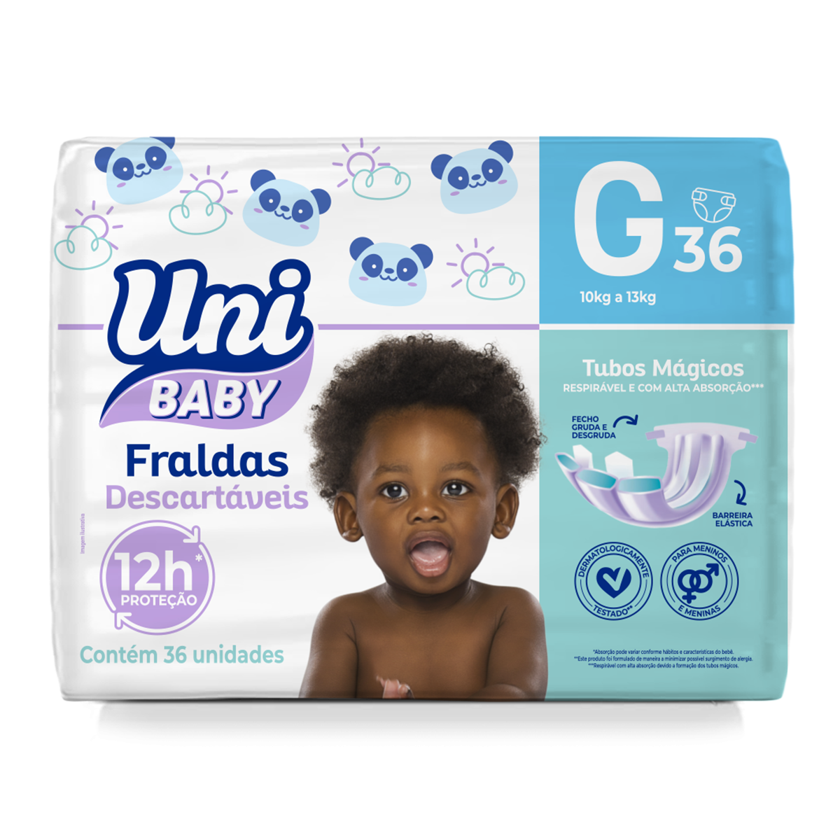 Fralda Descart&aacute;vel Uni Baby Tam. G Pacote C/36 Unidades